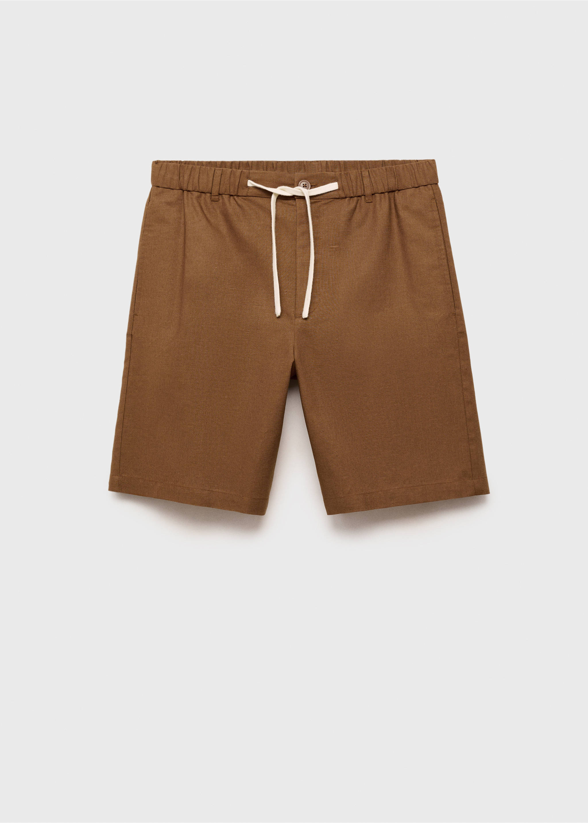 Cotton-linen blend bermuda shorts - Article without model, Tobacco Brown. Ref: 87089204-00.