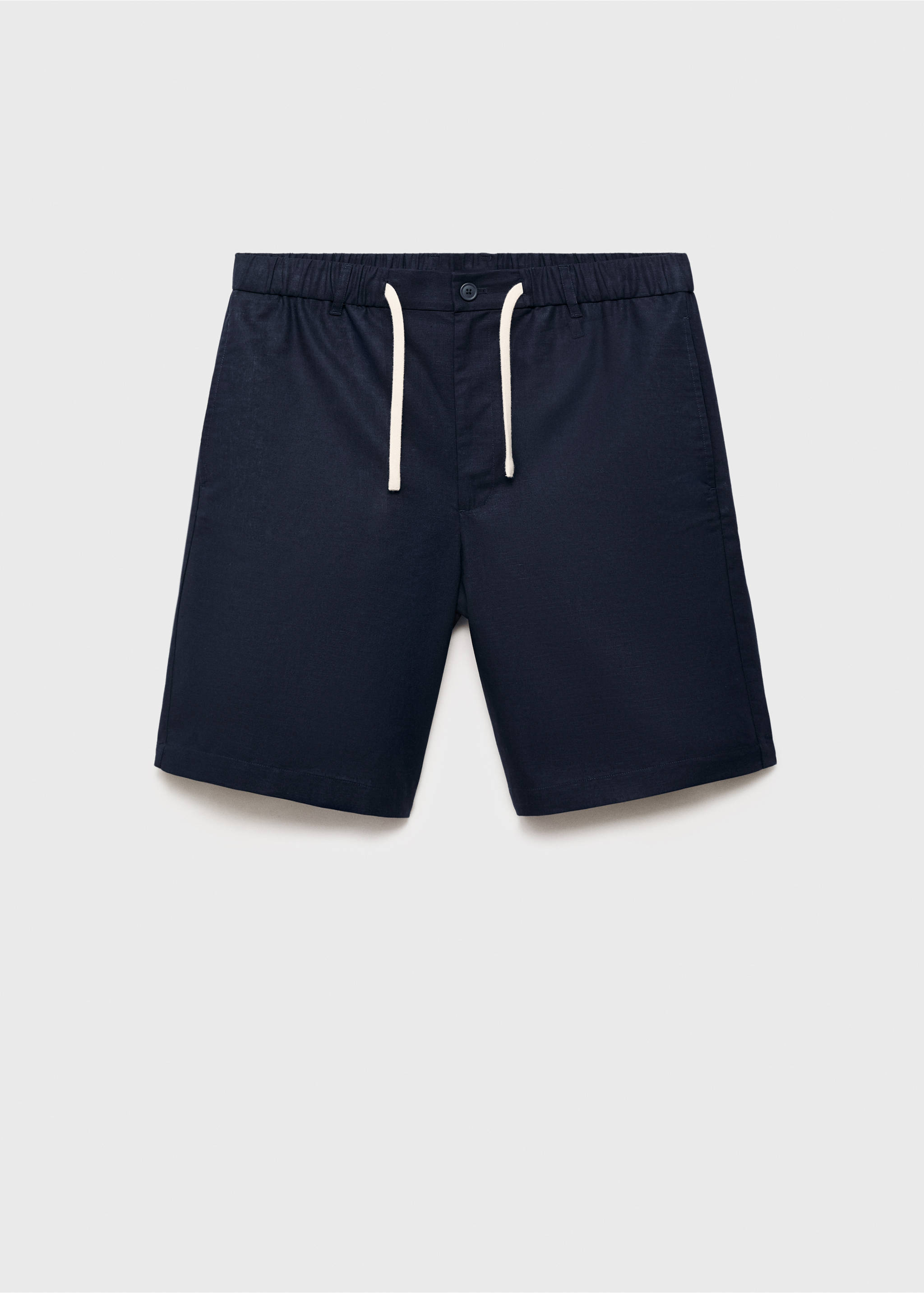 Cotton-linen blend bermuda shorts - Article without model, Petrol Blue. Ref: 87089204-00.