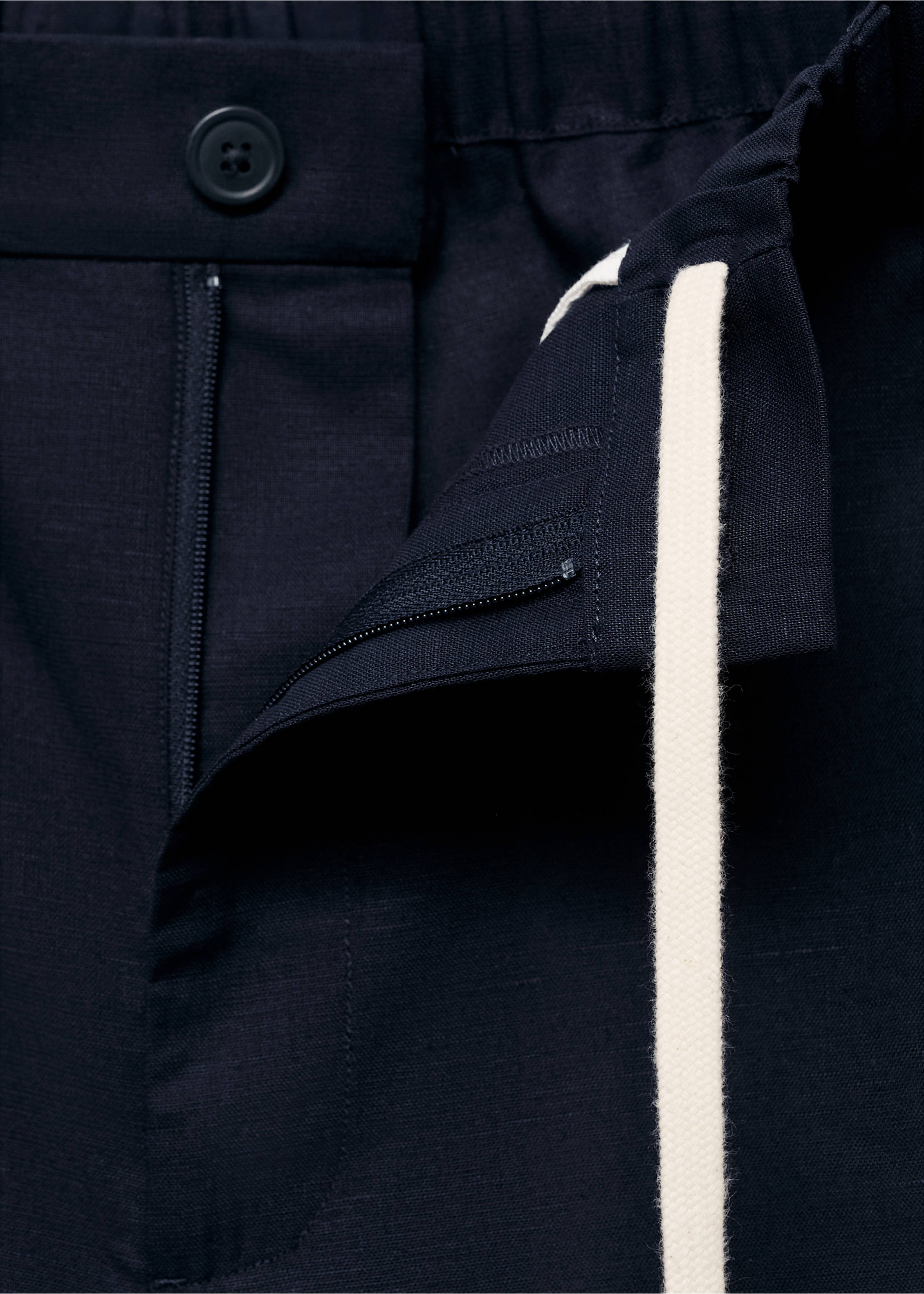 Cotton-linen blend bermuda shorts - Details of the article 0, Petrol Blue. Ref: 87089204-00.