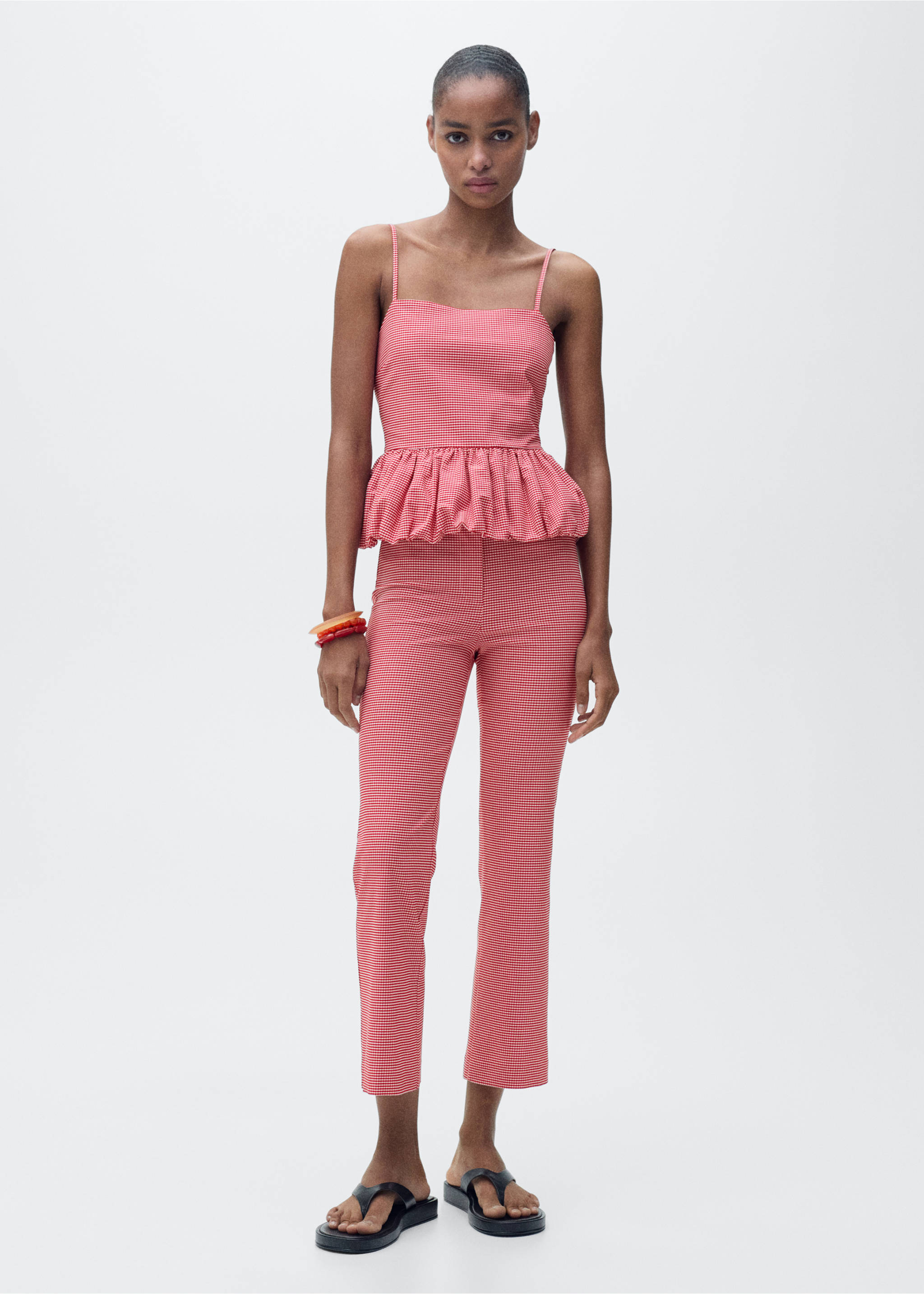 Top cuadros vichy - Plano general, Rojo. Ref: 87089208-00.