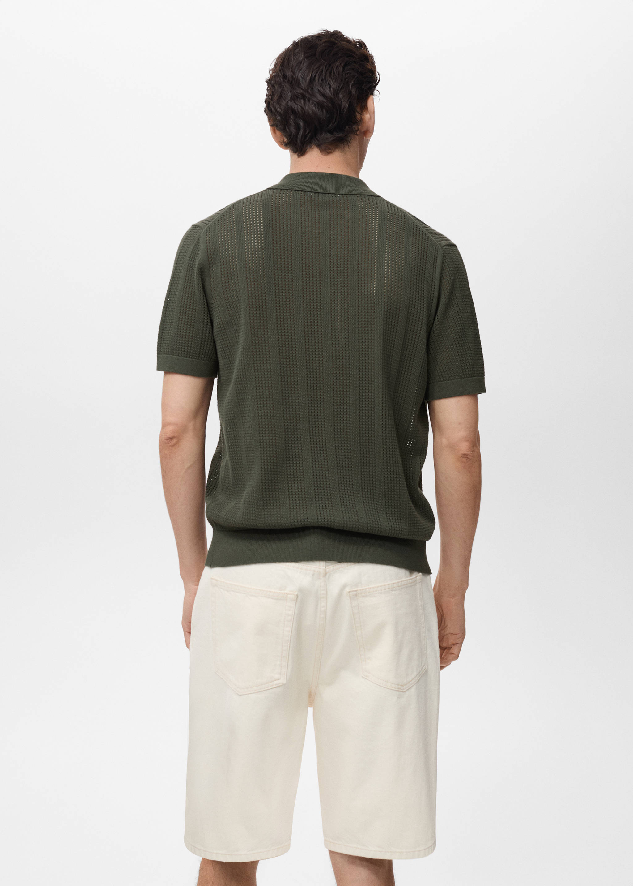 Striped knitted shirt with lace pattern - Reverse of the article