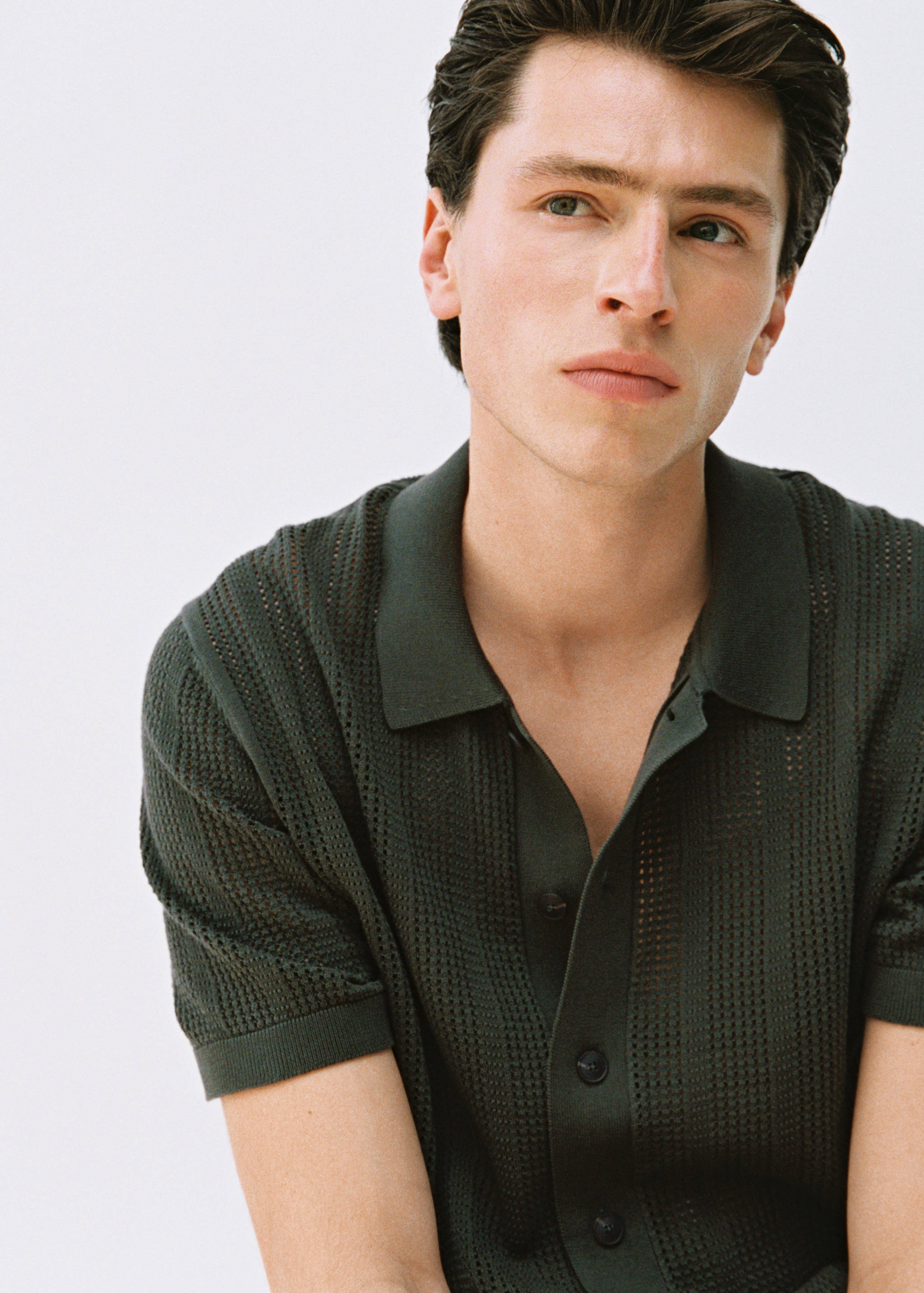 Striped knitted shirt with lace pattern - Details of the article 5