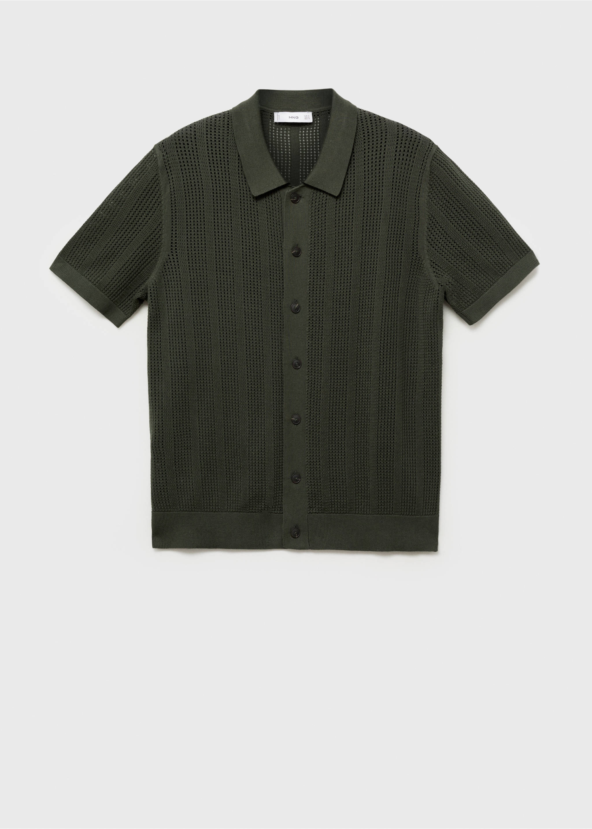 Camisa punto calado estructura rayas - Artículo sin modelo, Khaki. Ref: 87089211-00.