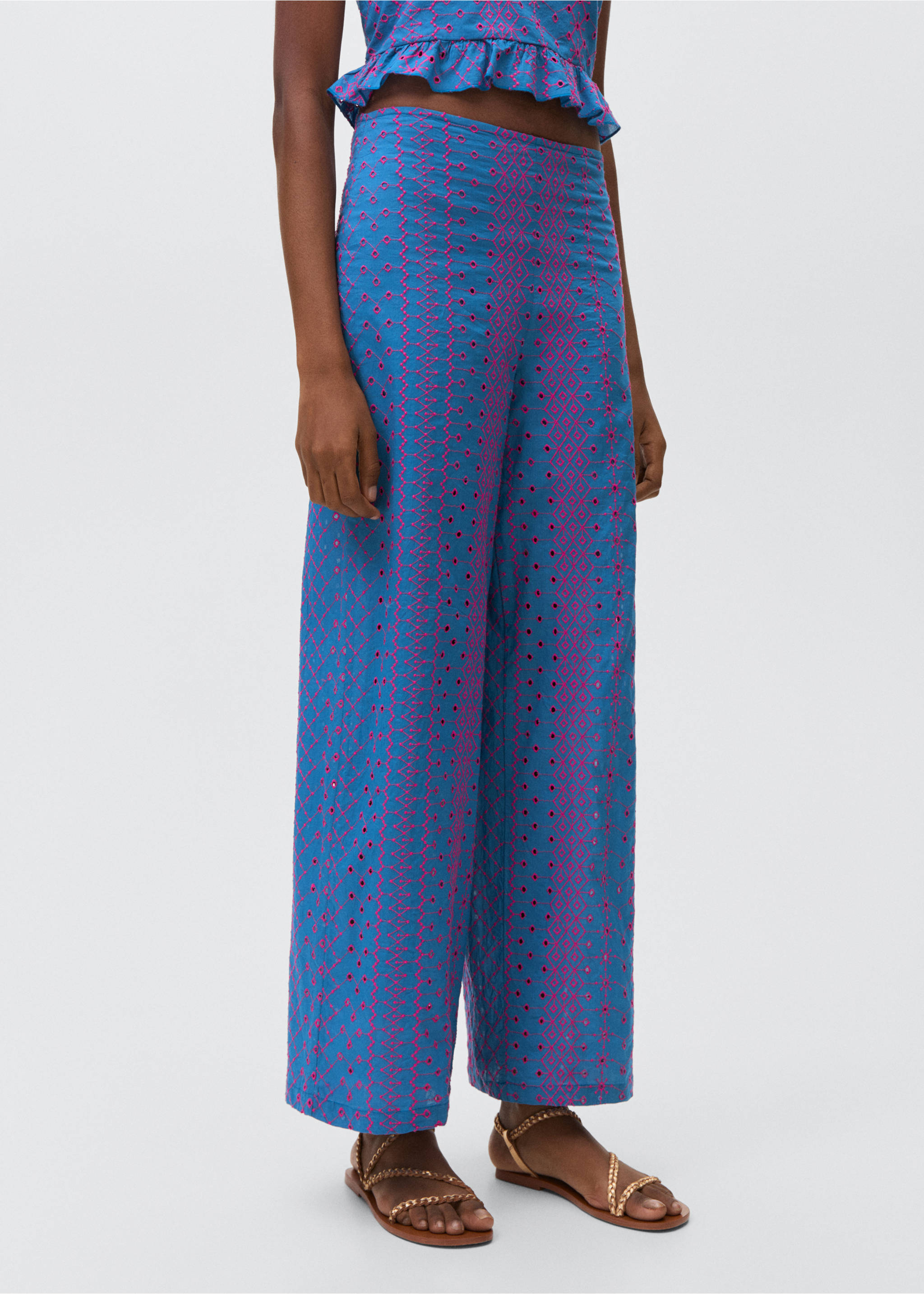Pantalons brodat suís contrast - Detall de l'article 3, Blau elèctric. Ref: 87089214-00.