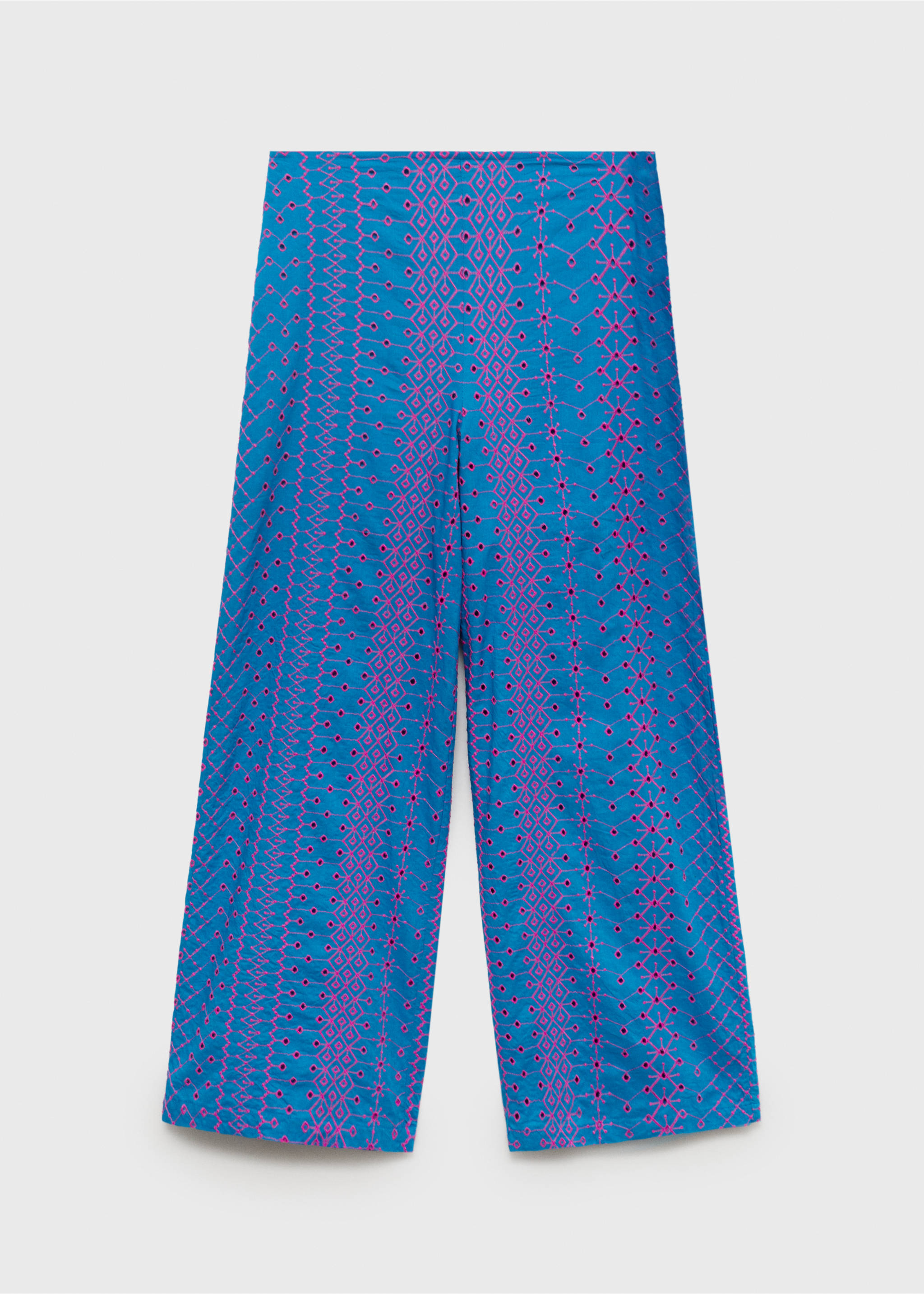 Hose mit kontrastierender Schweizer Stickerei - Artikel ohne Model, Elektrischblau. Ref: 87089214-00.