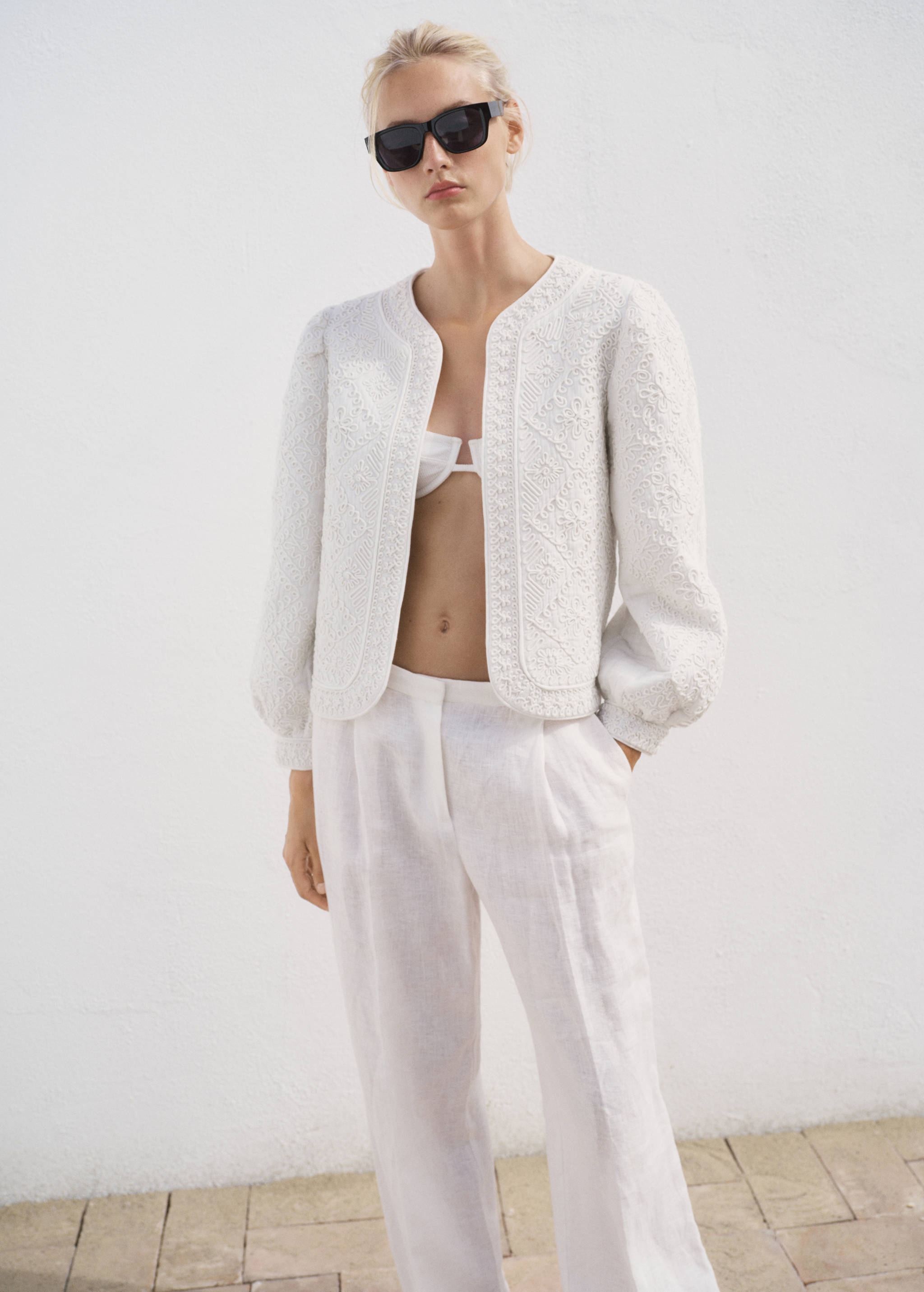 Veste brodée coton - Plan moyen