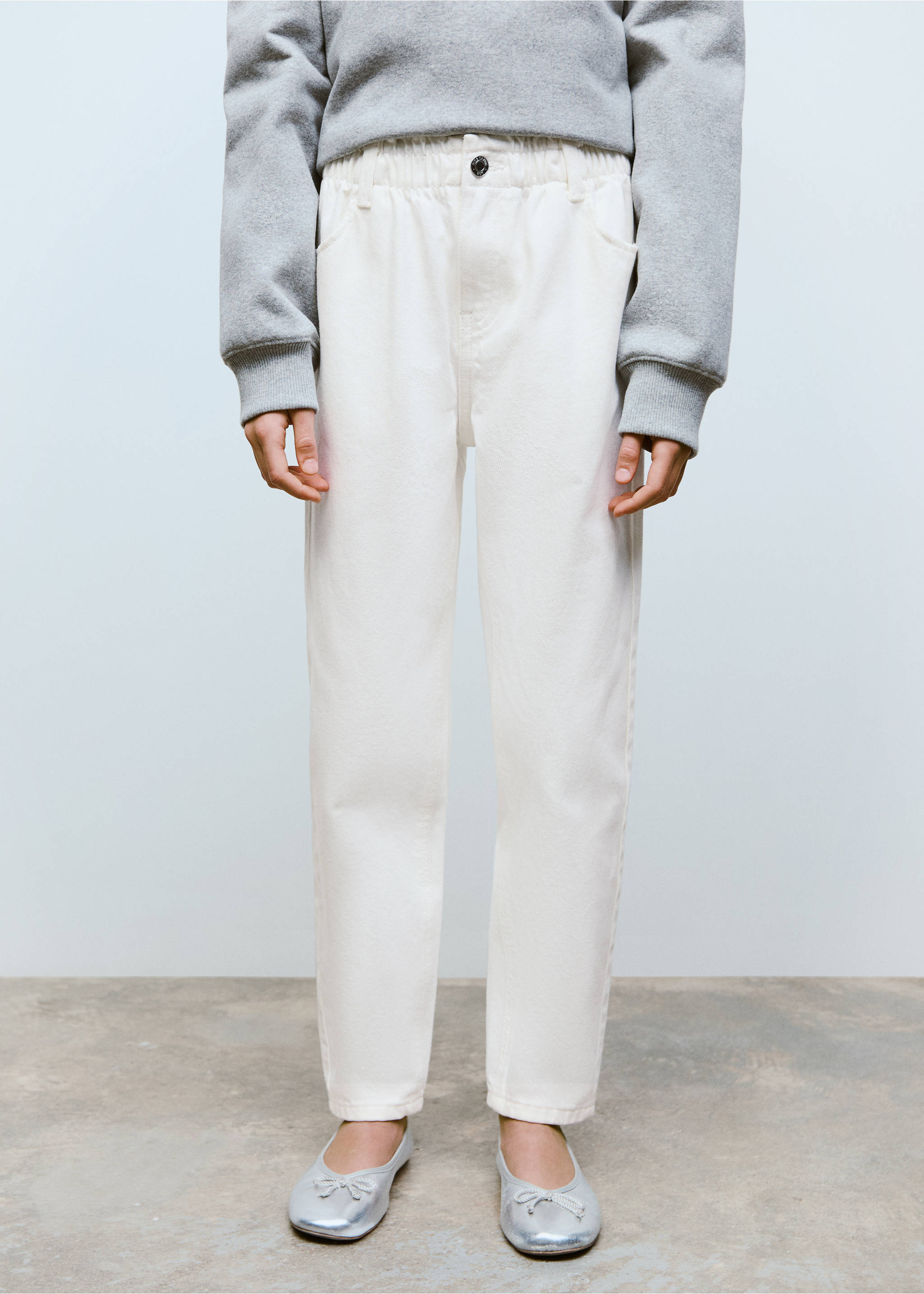 Paperbag-Jeans - Detail des Artikels 6, Cremeweiß. Ref: 87090413-00.