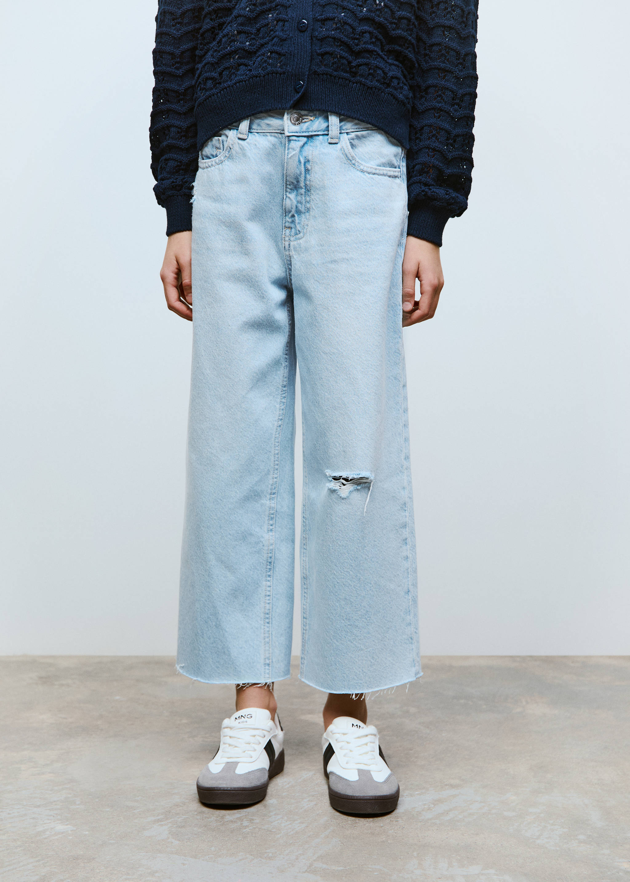 Džíny culottes s roztřepeným spodním lemem - Detail zboží 3