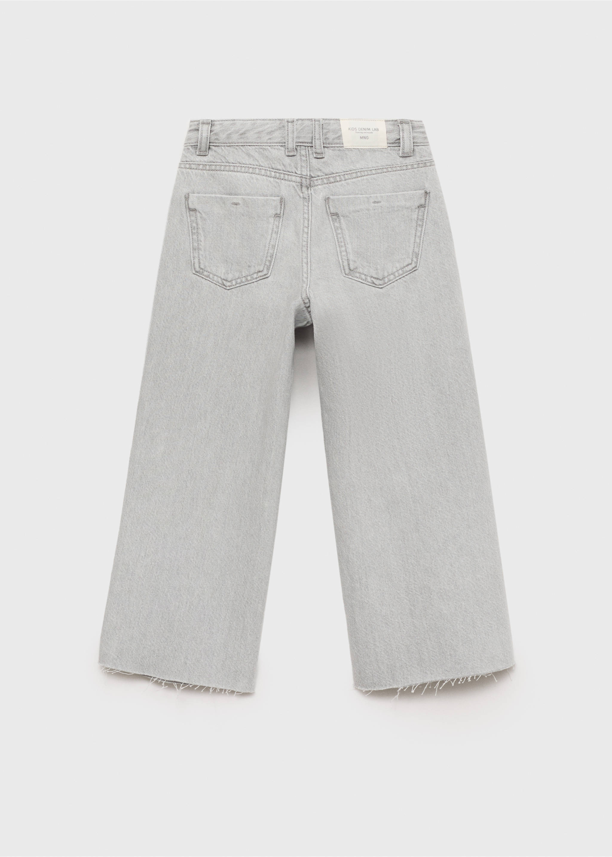 Džíny culottes s roztřepeným spodním lemem - Zadní strana zboží, Šedá denim. Ref: 87090414-00.