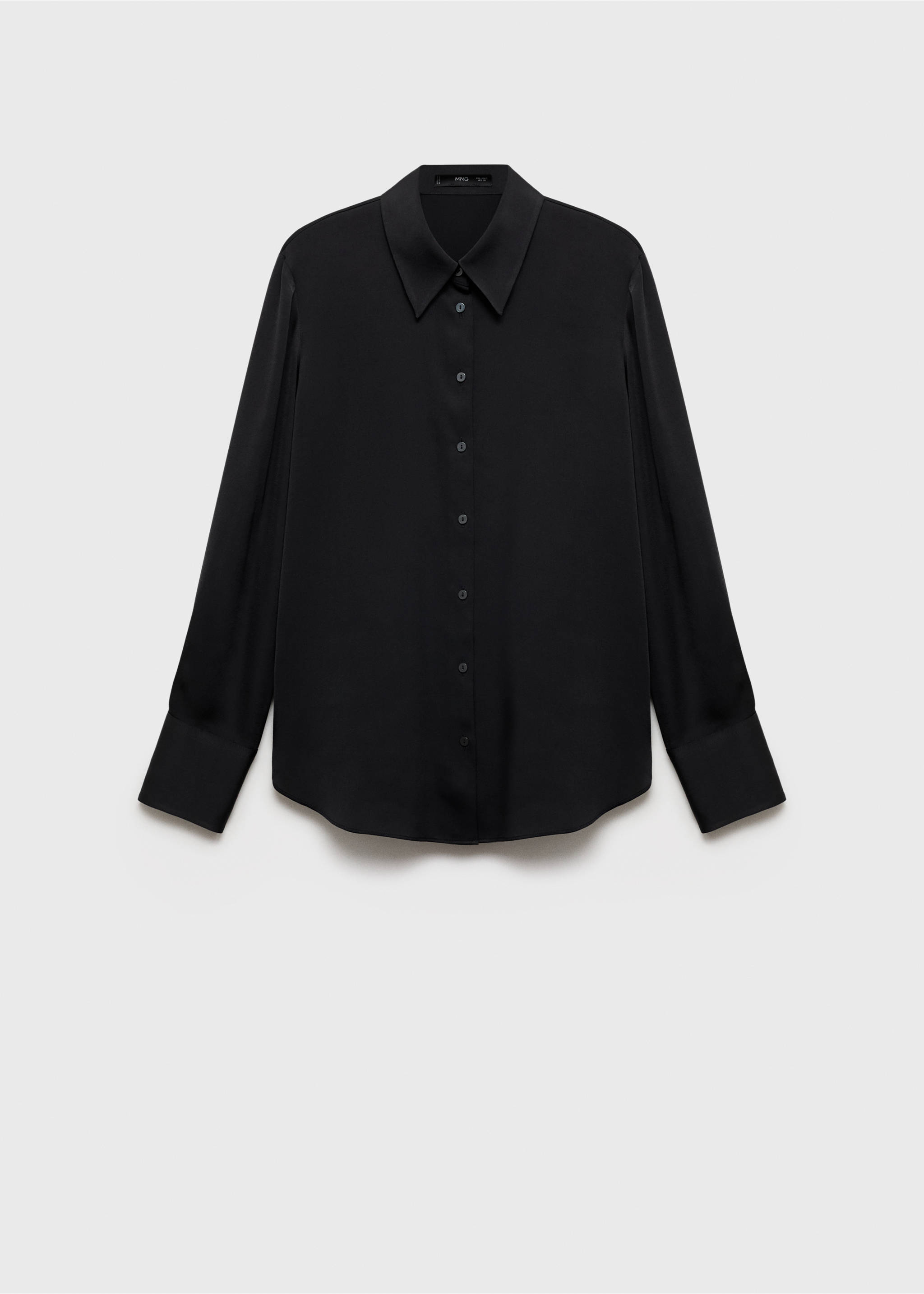 Satin finish flowy shirt - Article without model, Black. Ref: 87090415-00.