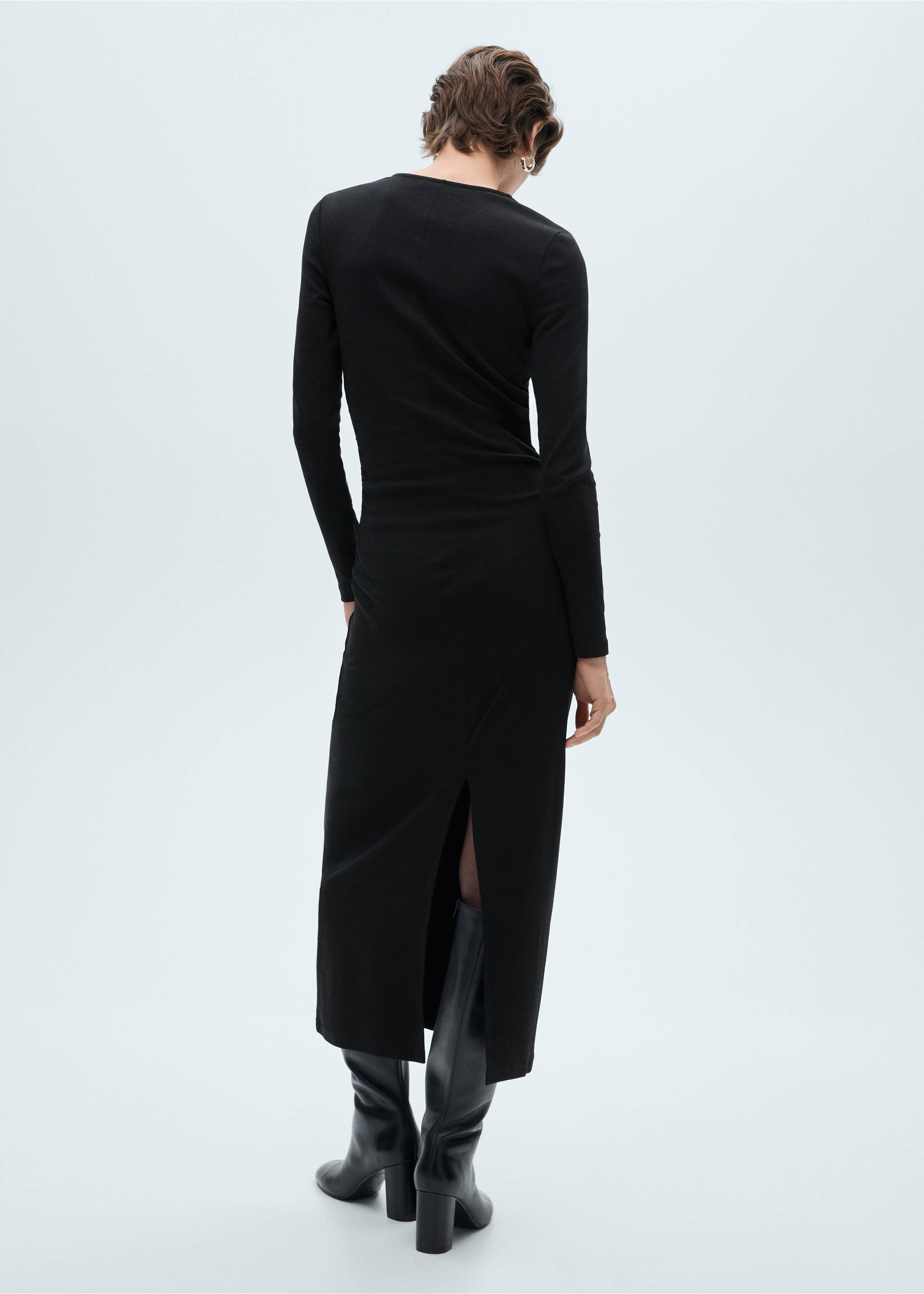 Knit midi dress - Reverse of the article, Black. Ref: 87090417-00.