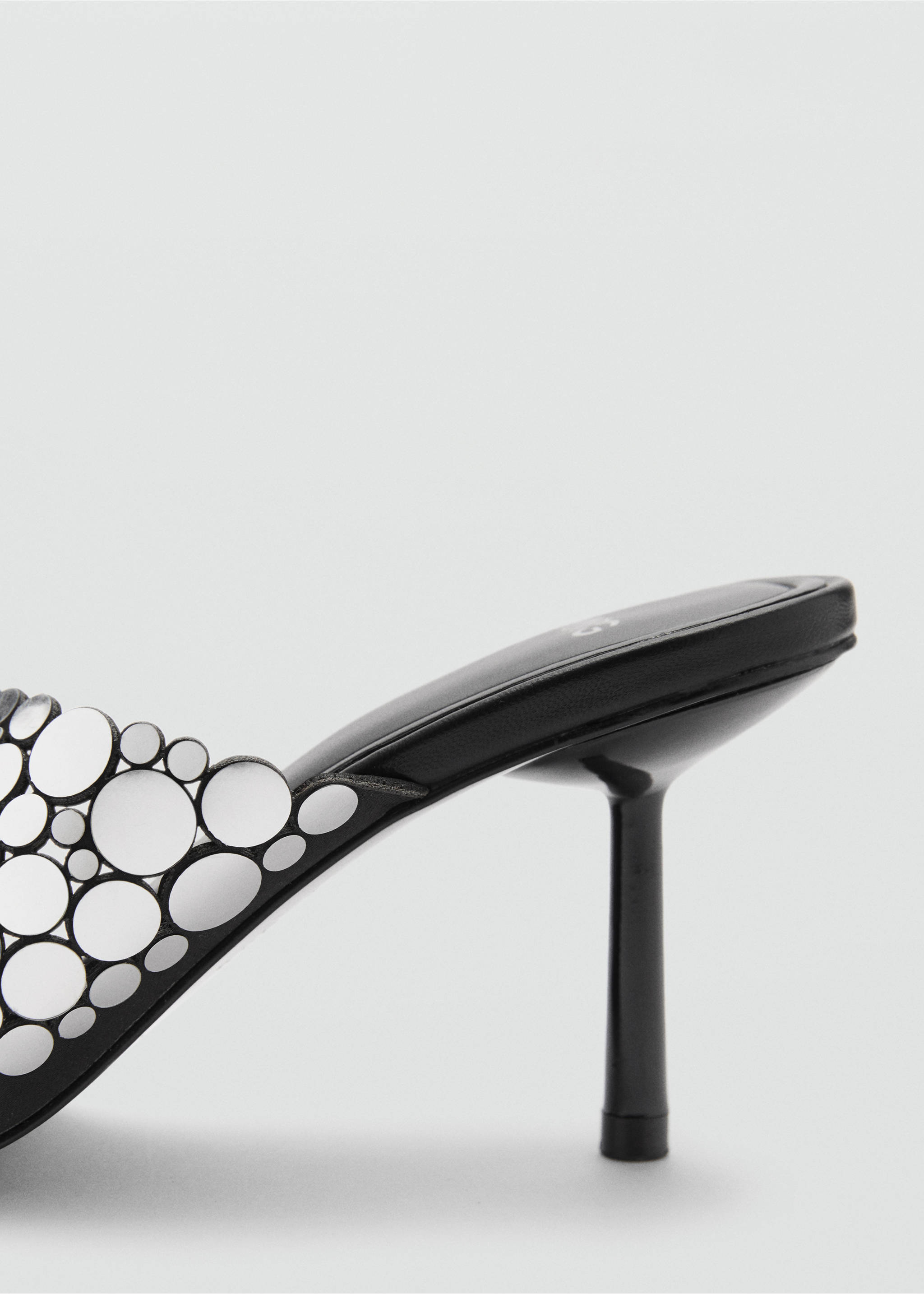 Heeled sandals with metal decorations - Details of the article 1, Black. Ref: 87090418-00.