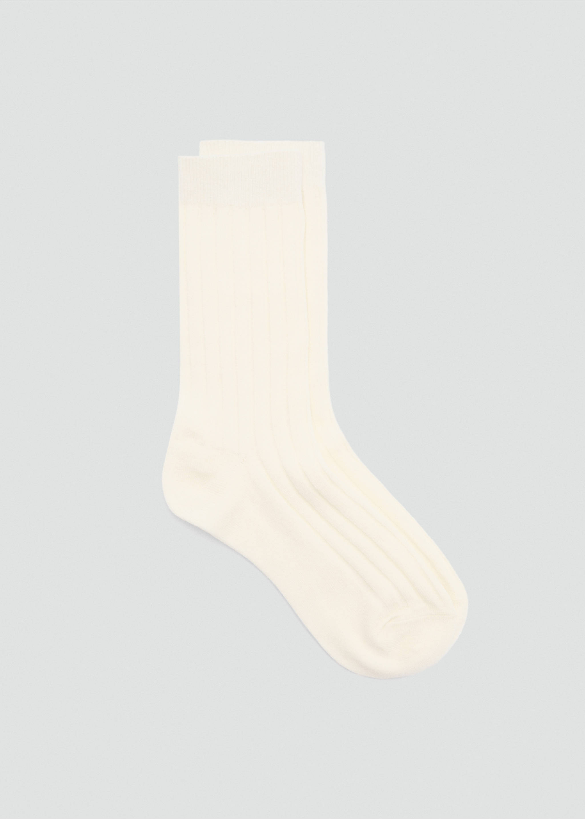 Ribbed wool blend socks - Article without model, Ecru. Ref: 87090420-00.