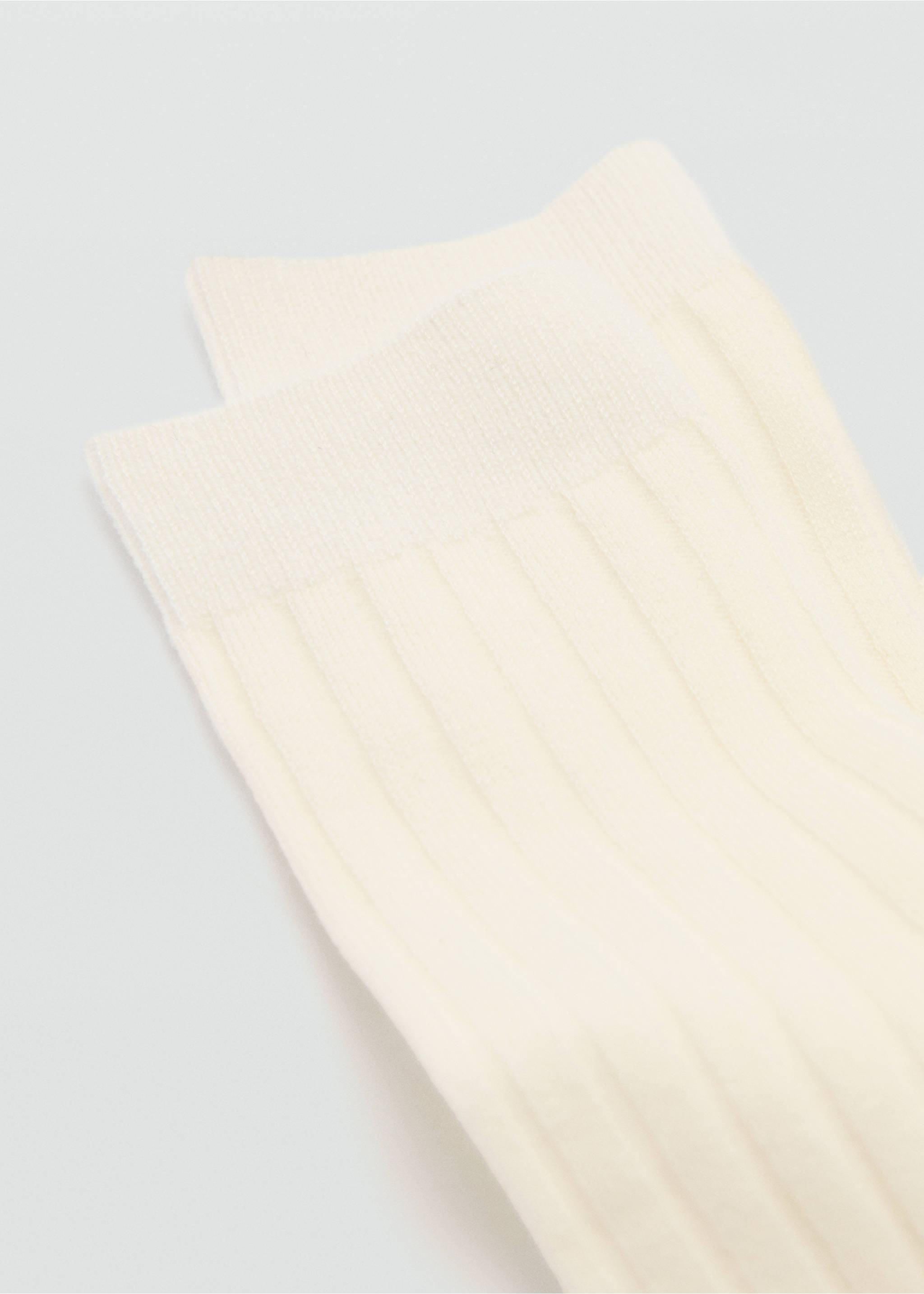 Ribbed wool blend socks - Medium plane, Ecru. Ref: 87090420-00.