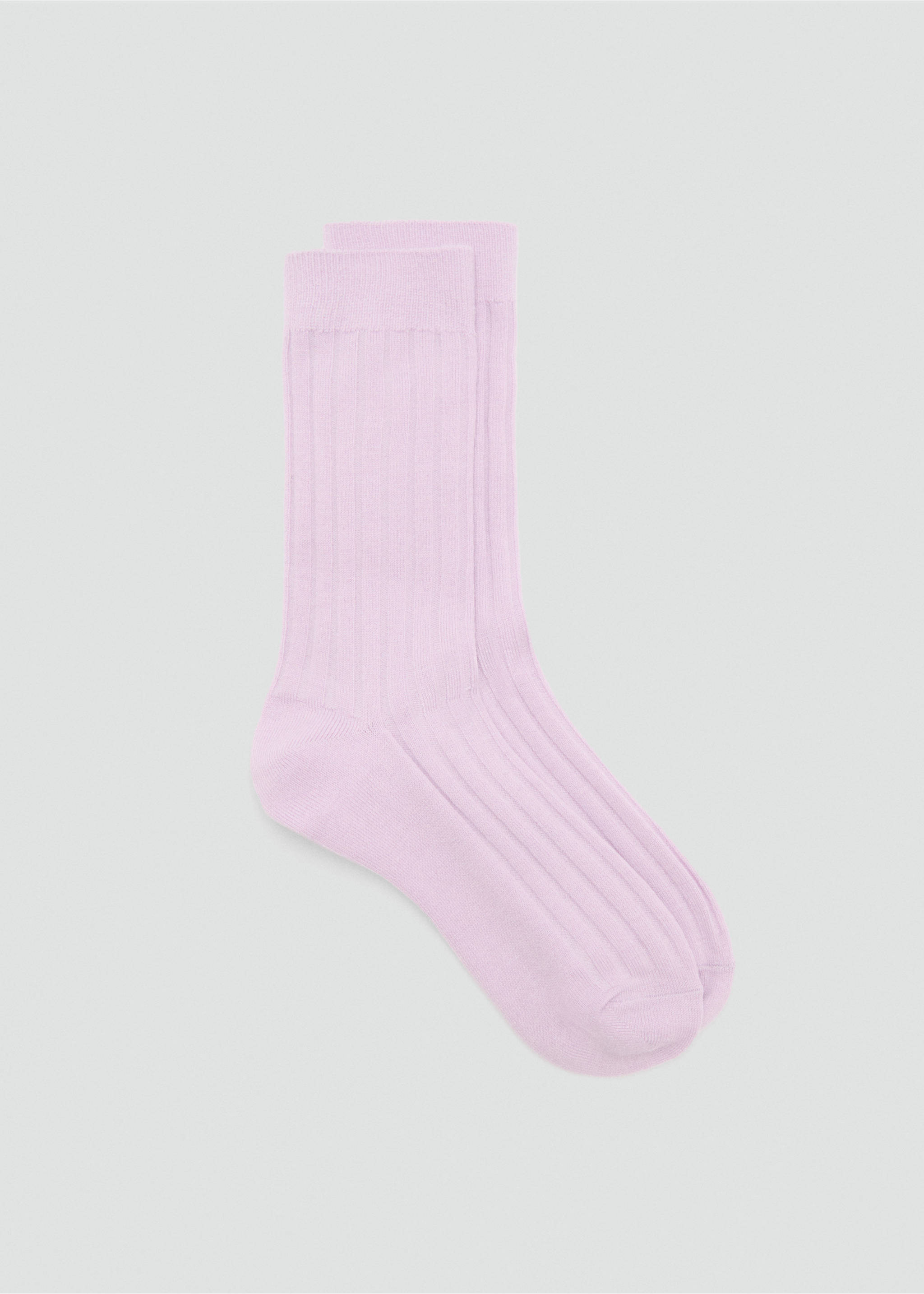 Ribbed wool blend socks - Article without model, Lilac. Ref: 87090420-00.