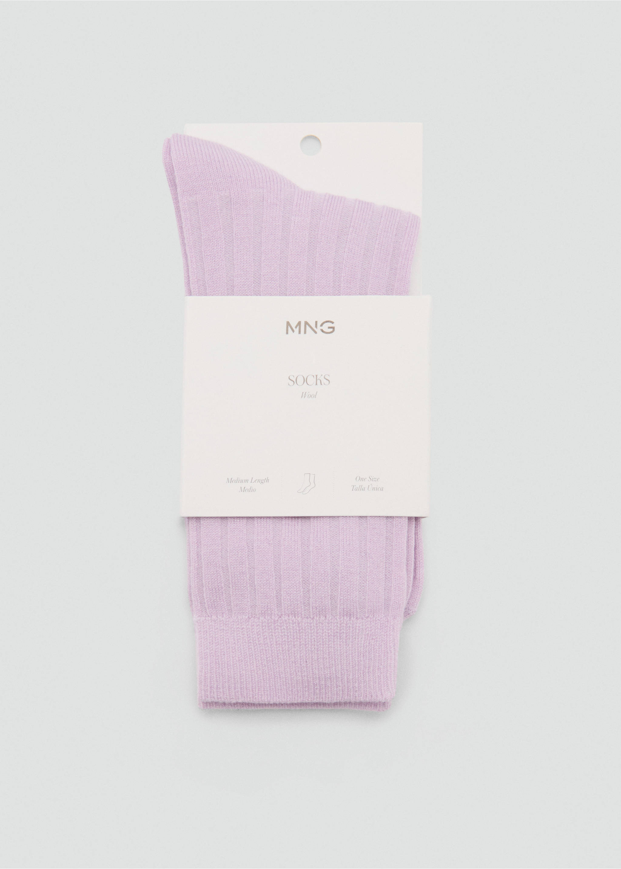 Ribbed wool blend socks - Medium plane, Lilac. Ref: 87090420-00.