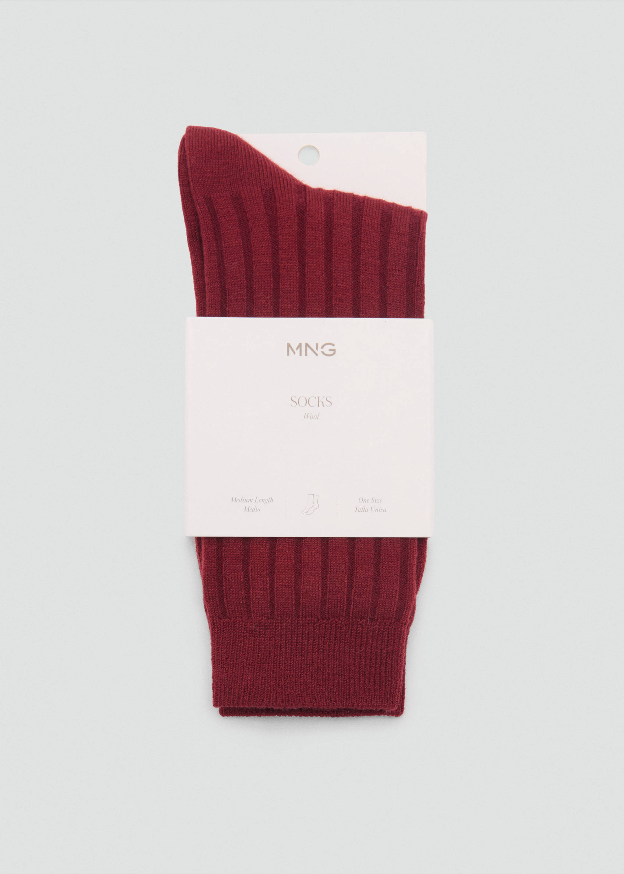 Ribbed wool blend socks - Details of the article 1, Medium Red. Ref: 87090420-00.