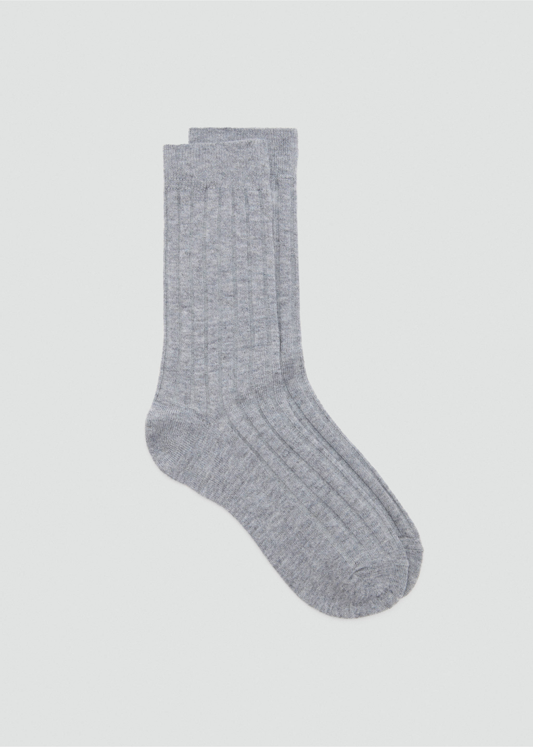Ribbed wool blend socks - Article without model, Medium Heather Grey. Ref: 87090420-00.