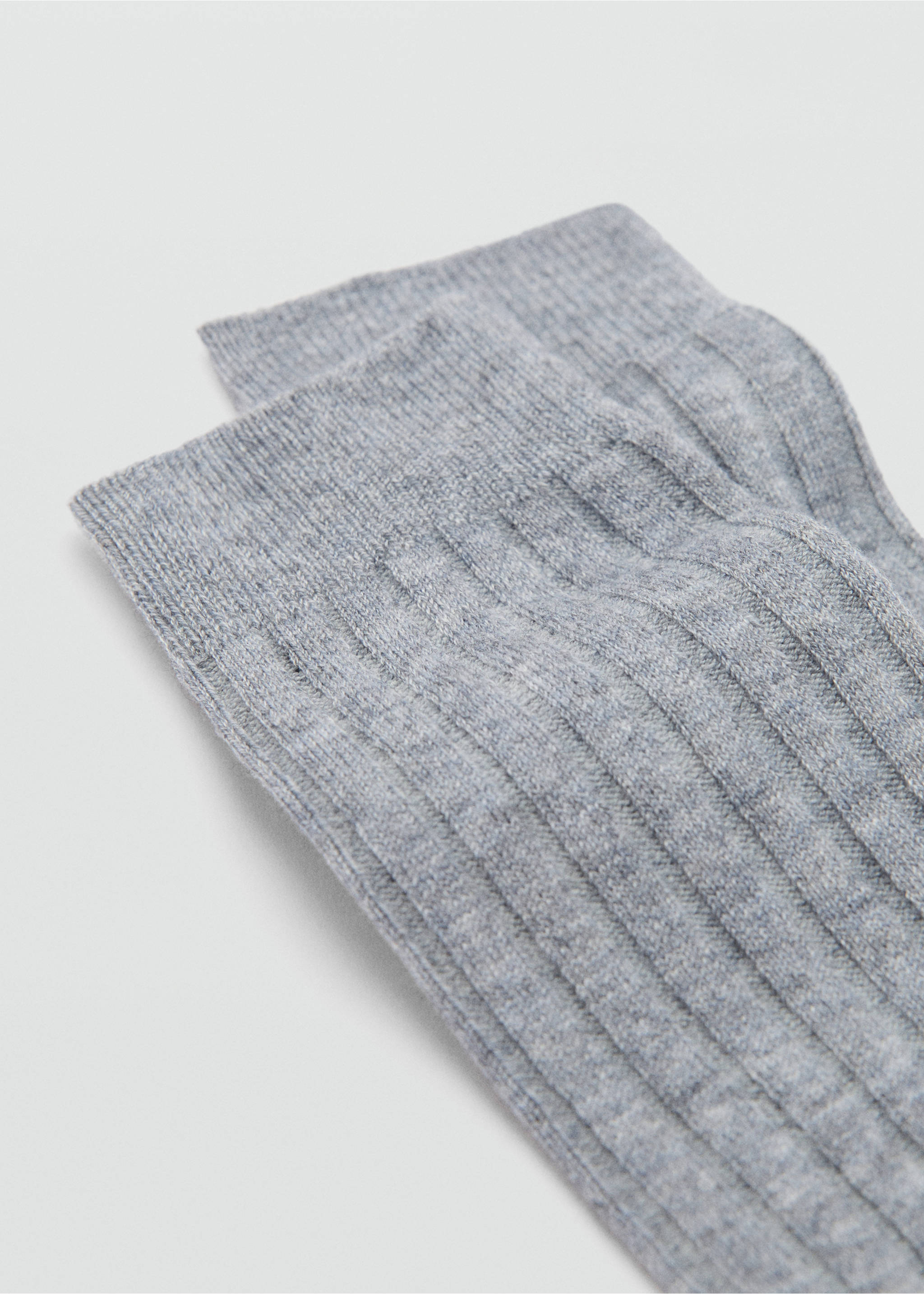 Ribbed wool blend socks - Medium plane, Medium Heather Grey. Ref: 87090420-00.