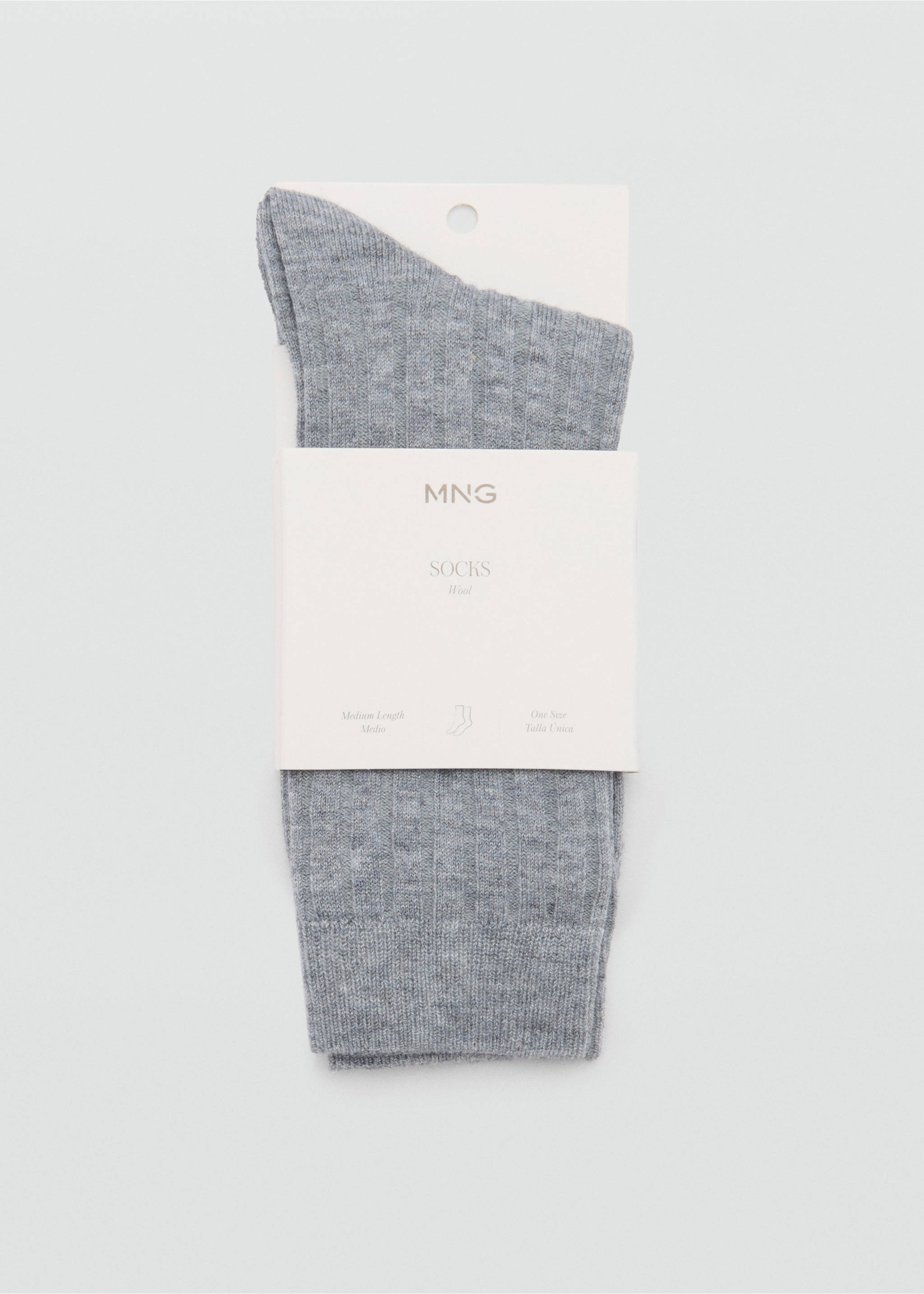 Ribbed wool blend socks - Details of the article 1, Medium Heather Grey. Ref: 87090420-00.