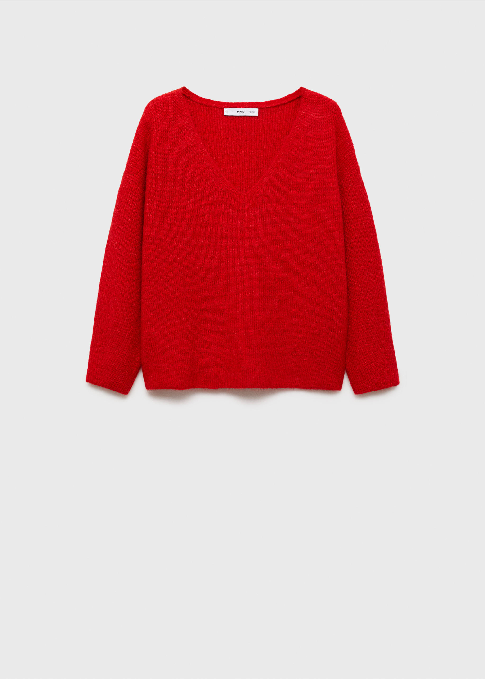 V-neck knit sweater - Article without model, Red. Ref: 87090423-00.
