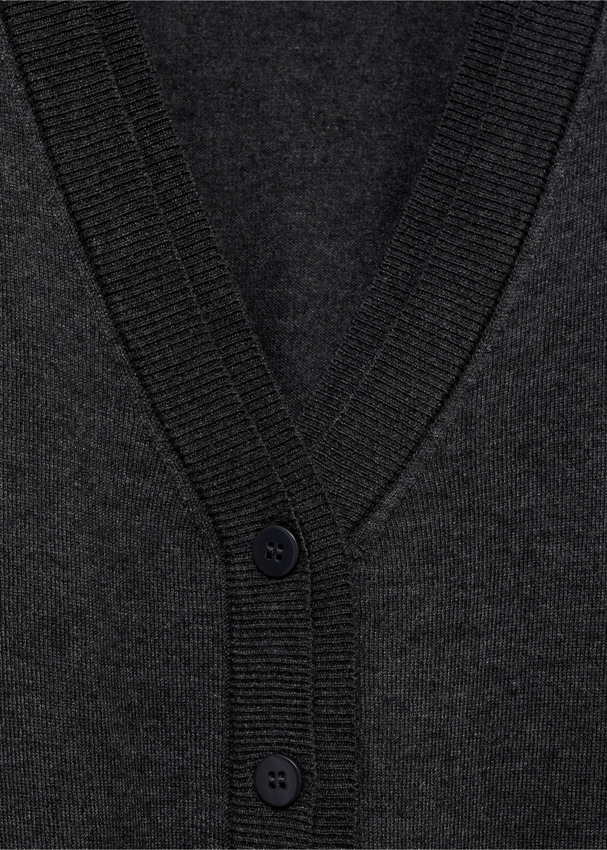 V-neck knitted cardigan - Details of the article 8, Dark Heather Grey. Ref: 87090432-00.