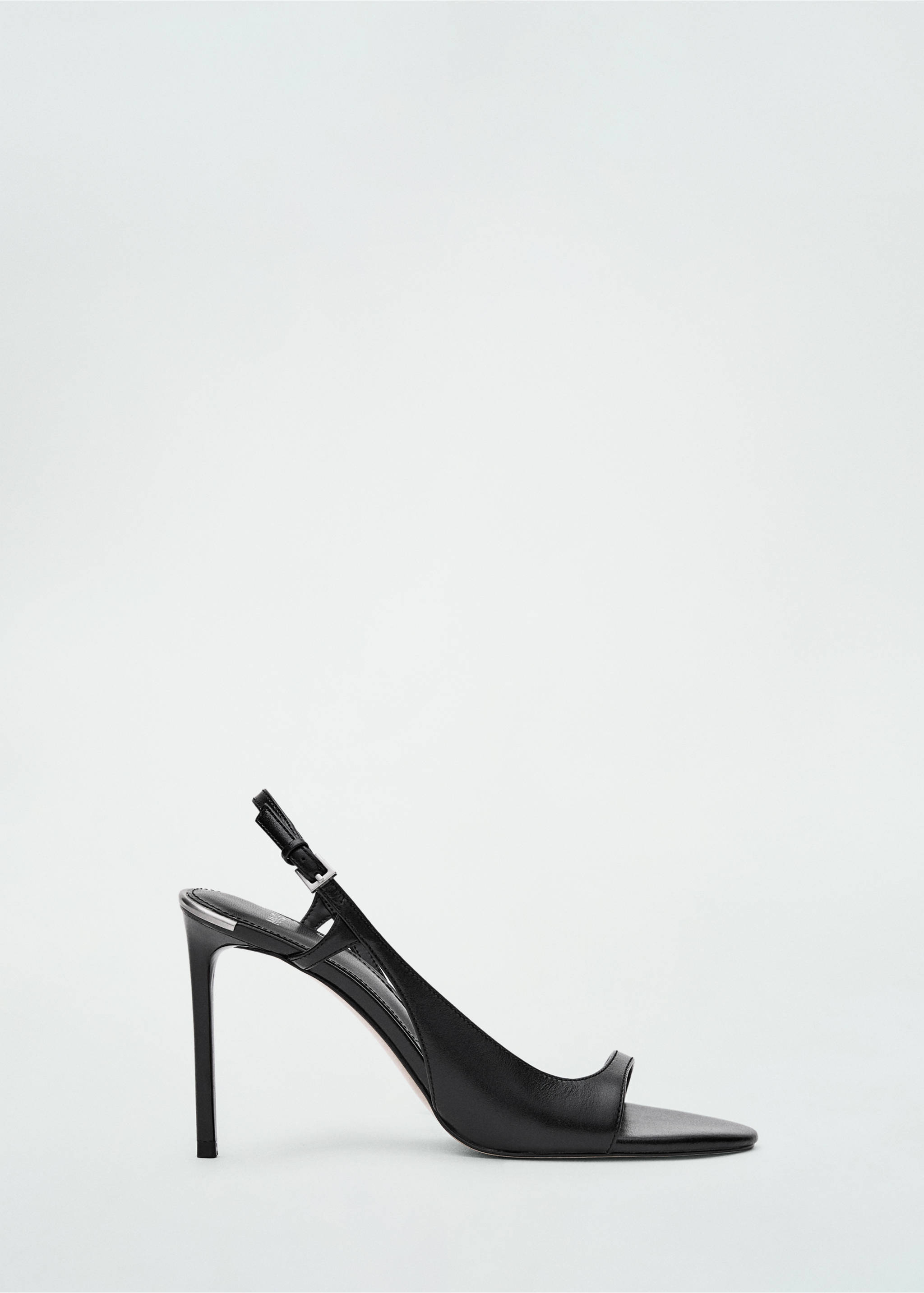Leather sandals with asymmetrical heel - Article without model, Black. Ref: 87090440-00.
