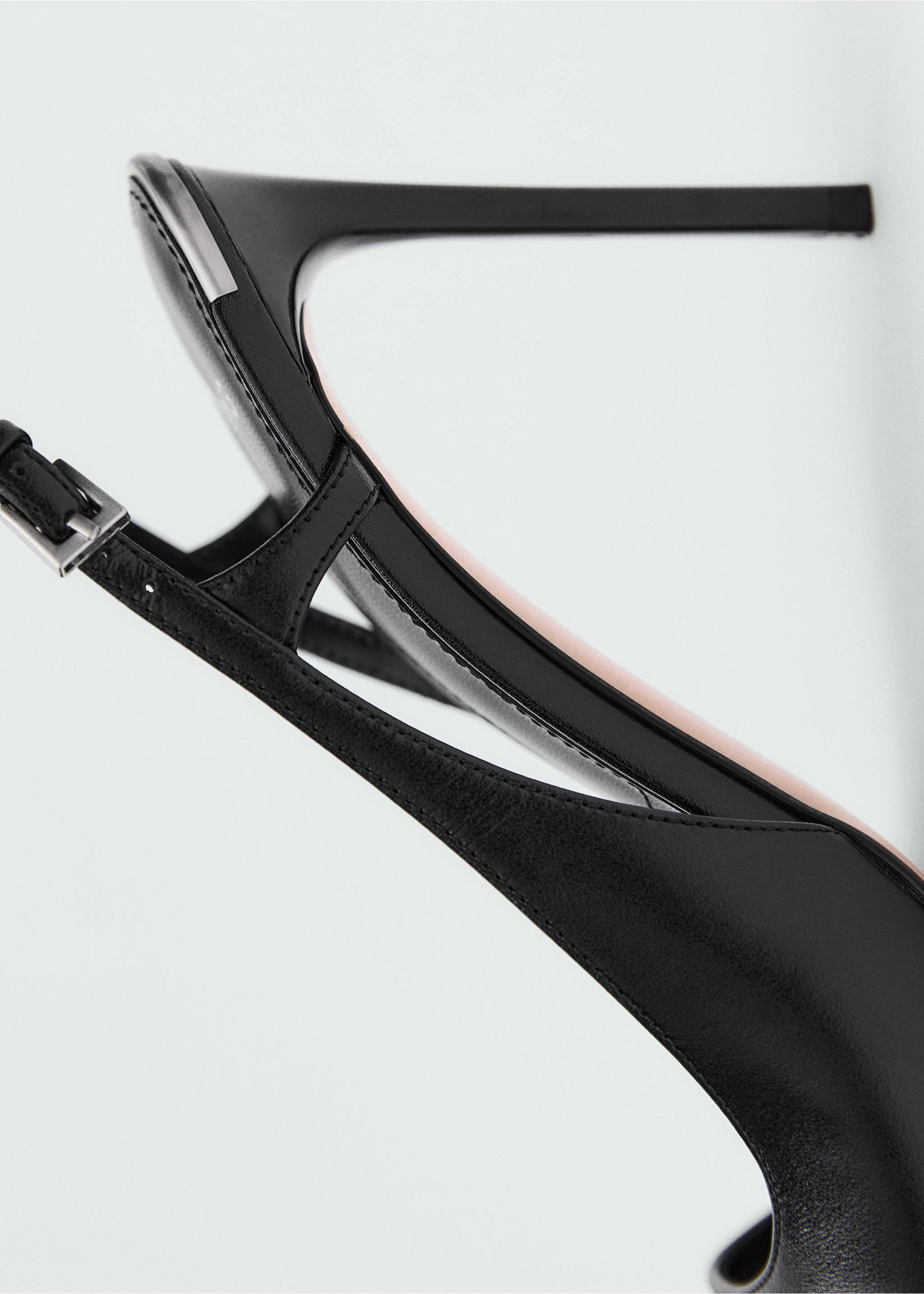 Leather sandals with asymmetrical heel - Details of the article 1, Black. Ref: 87090440-00.