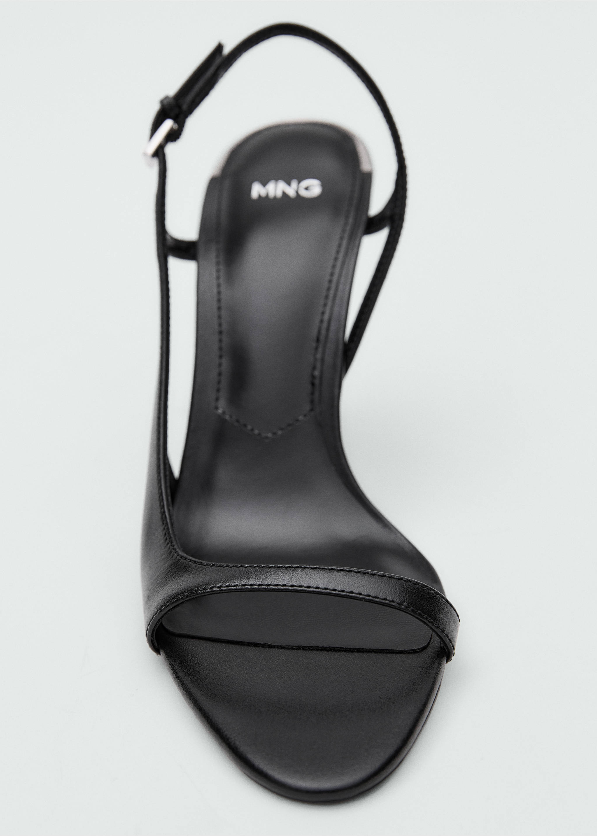 Leather sandals with asymmetrical heel - Details of the article 2, Black. Ref: 87090440-00.