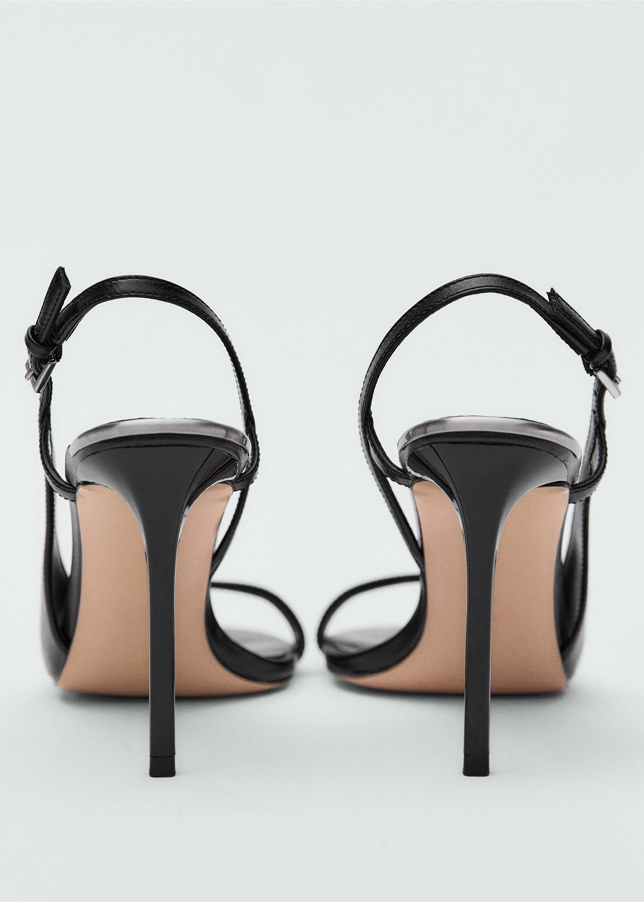 Leather sandals with asymmetrical heel - Details of the article 3, Black. Ref: 87090440-00.