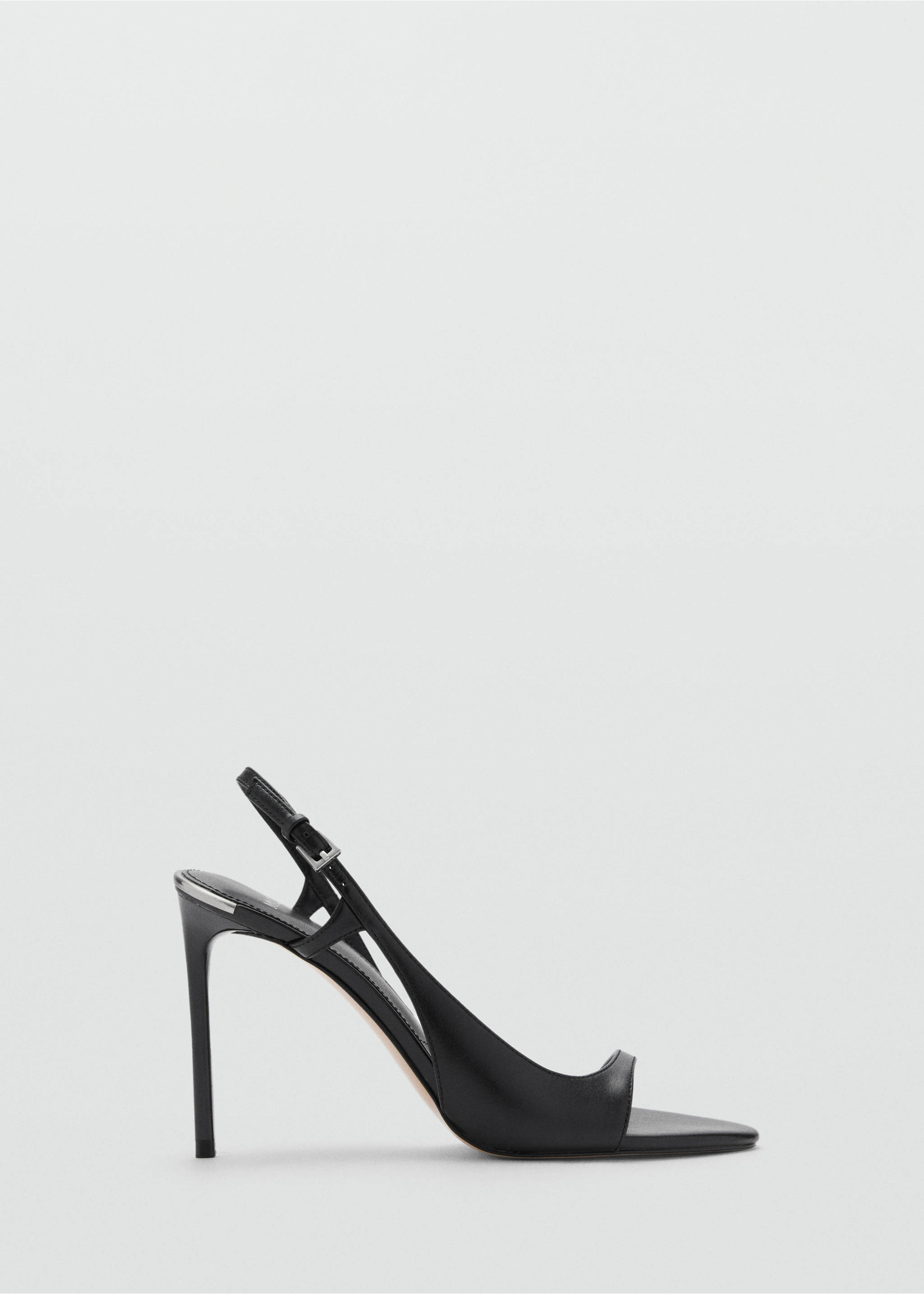 Leather sandals with asymmetrical heel - Article without model, Black. Ref: 87090440-00.