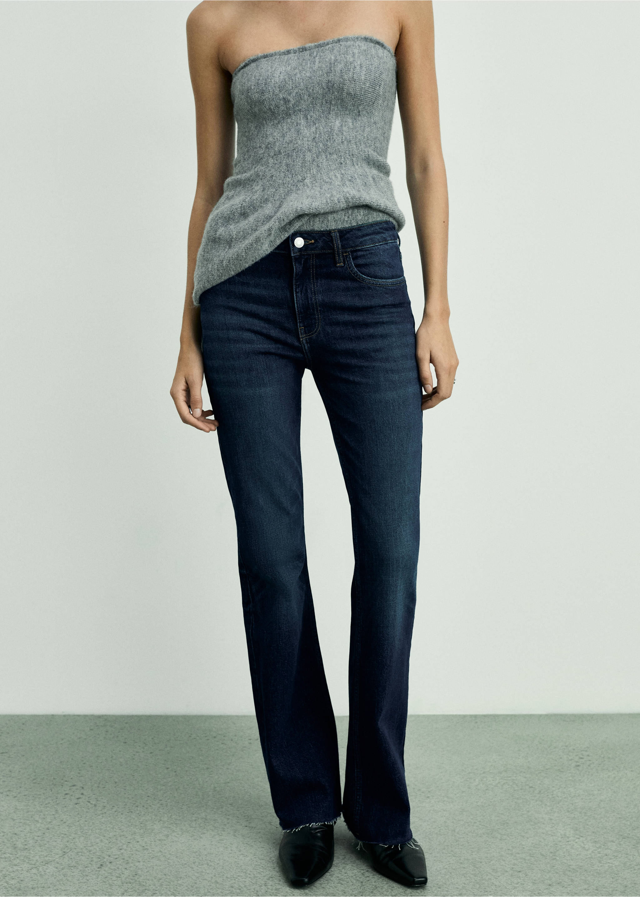 Jeans Fiona flare tiro medio - Plano medio, Azul oscuro. Ref: 87090442-00.