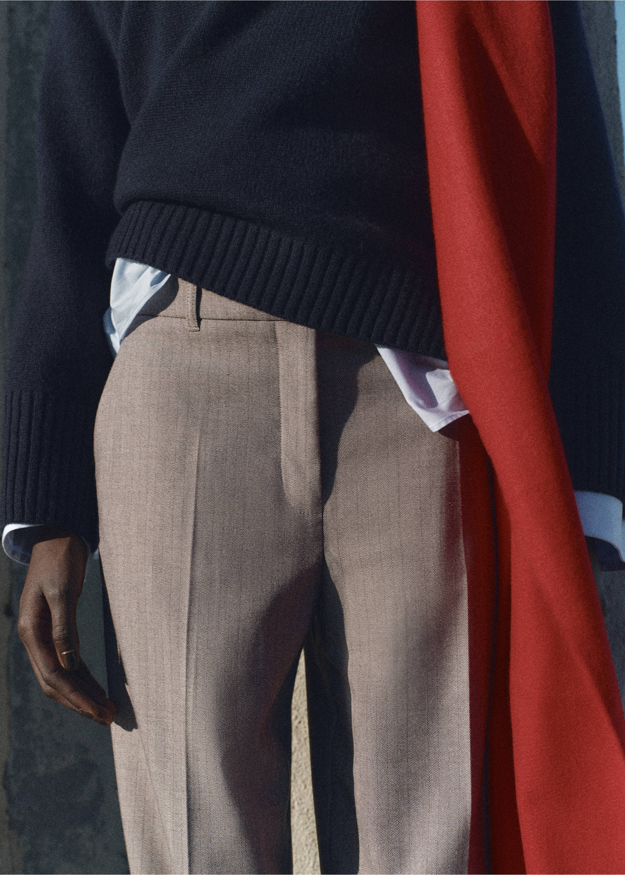 Mid-rise wide leg trousers - Details of the article 2, Brown. Ref: 87090444-00.