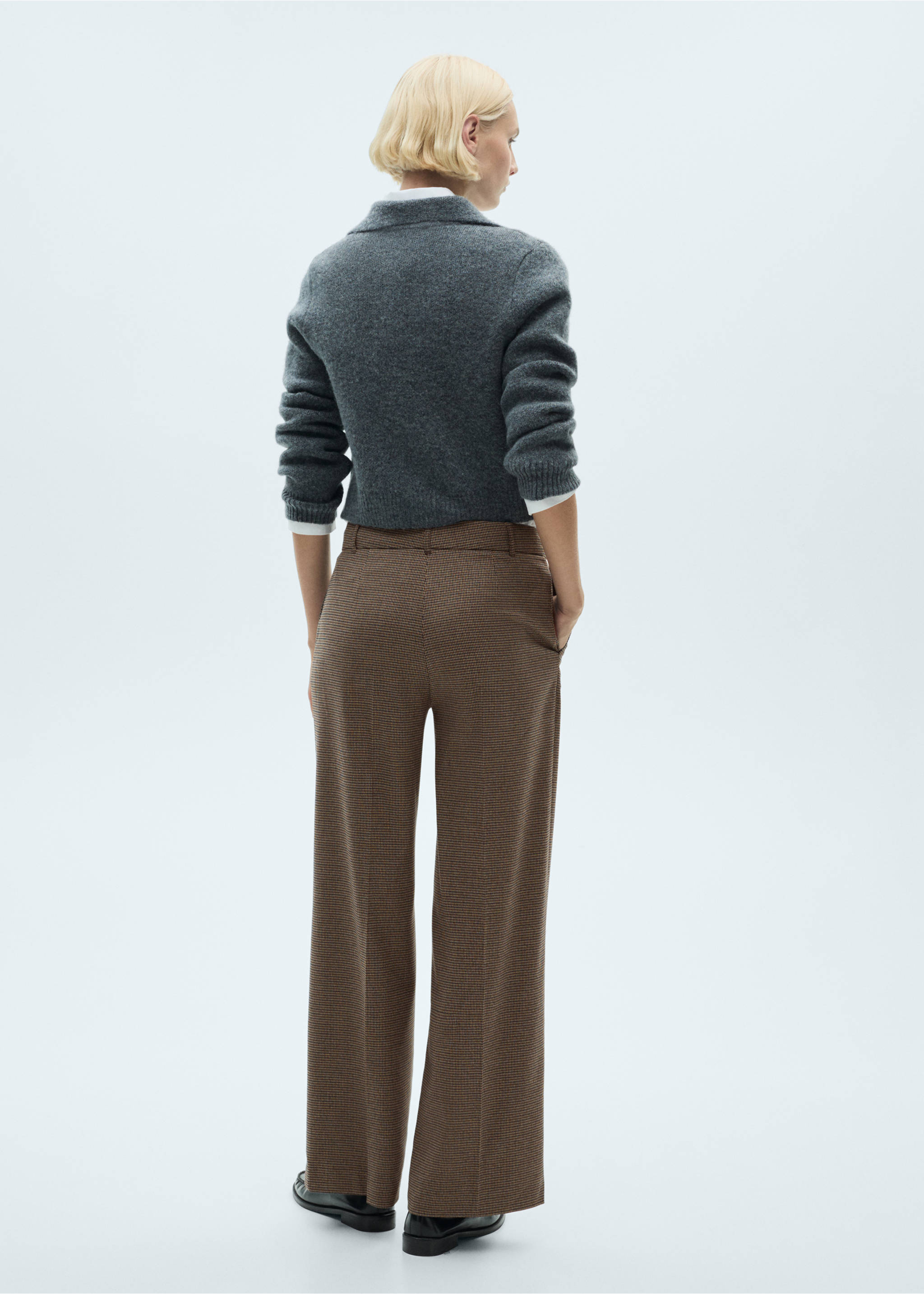 Mid-rise wide leg trousers - Reverse of the article, Blue. Ref: 87090444-00.
