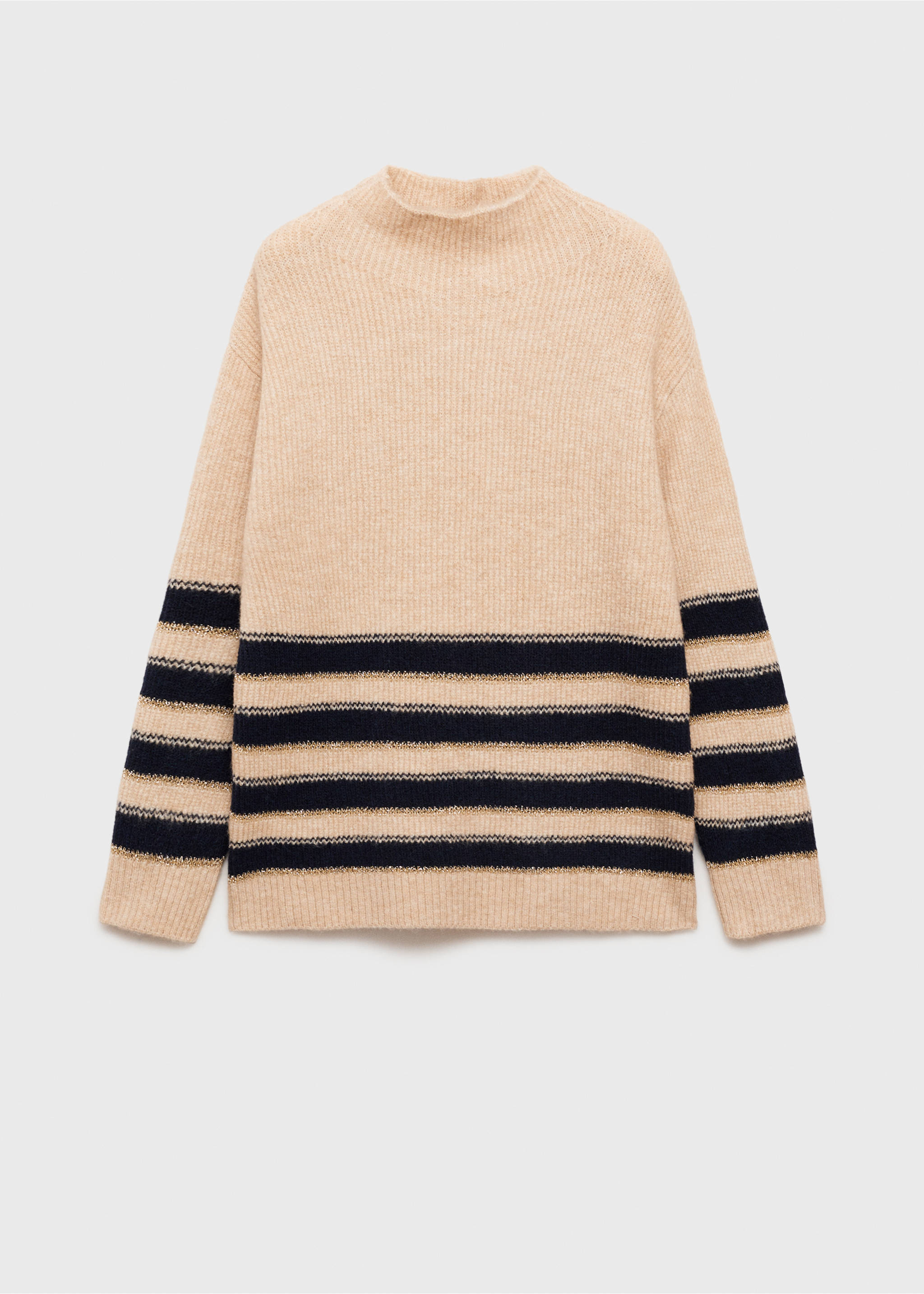 Striped sweater with perkins neck - Article without model, Ecru. Ref: 87090450-00.