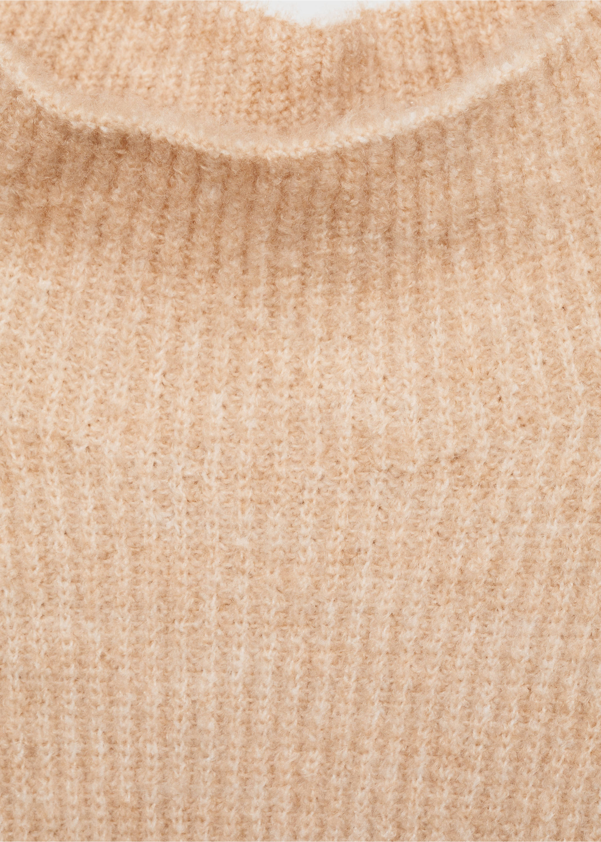 Striped sweater with perkins neck - Details of the article 8, Ecru. Ref: 87090450-00.