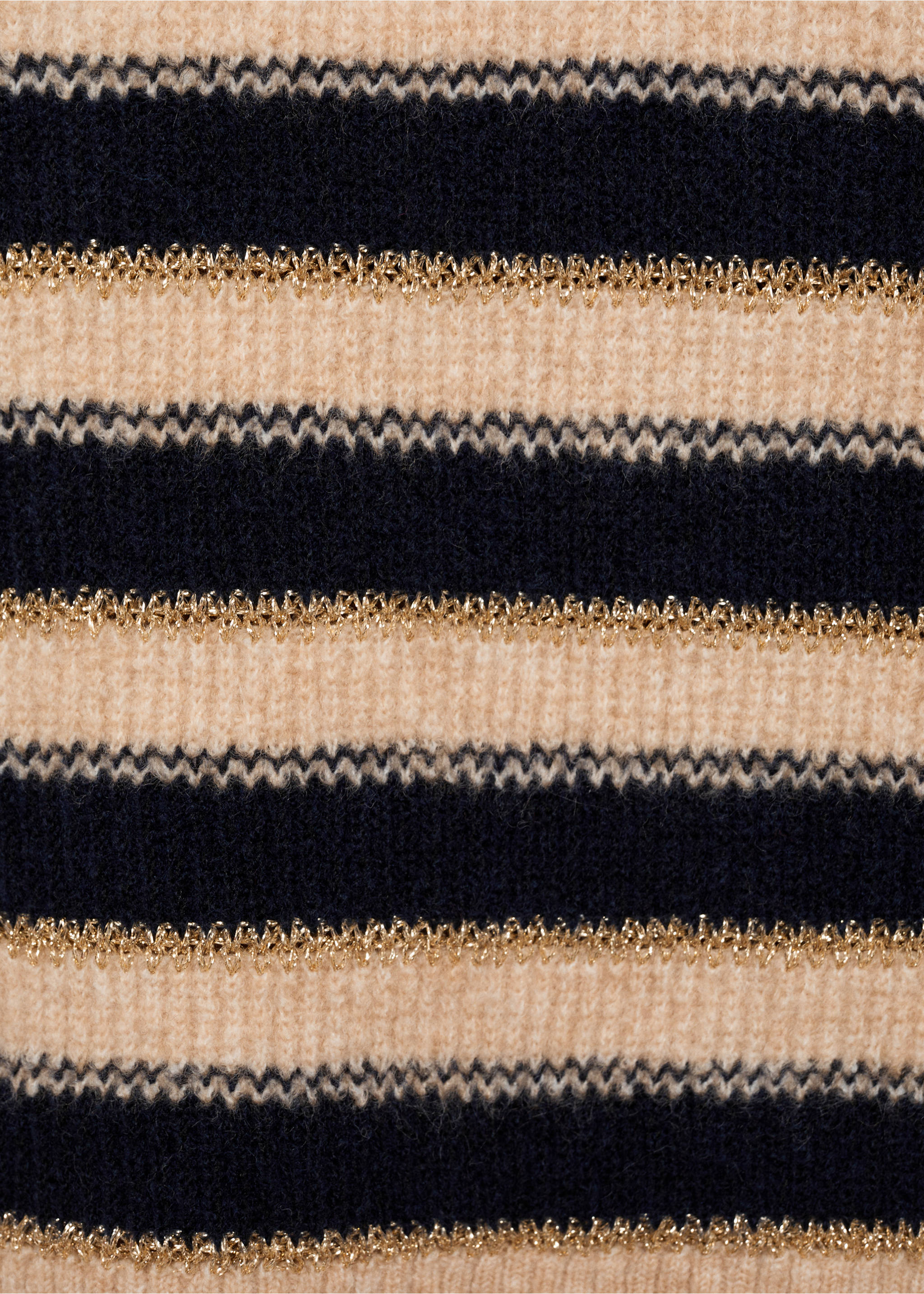 Striped sweater with perkins neck - Details of the article 0, Ecru. Ref: 87090450-00.