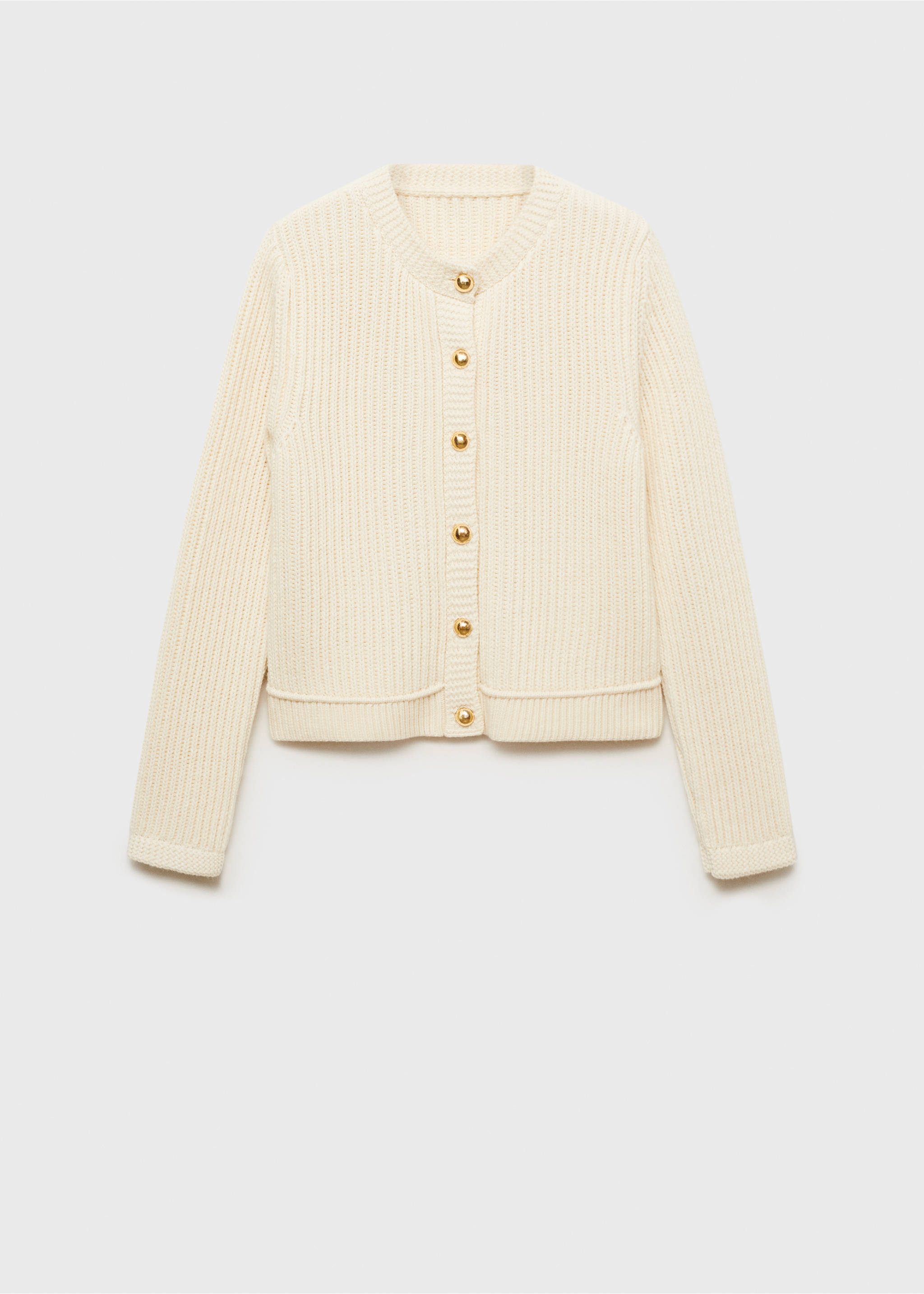 Knitted cardigan with jewel button - Article without model, Ecru. Ref: 87090451-00.