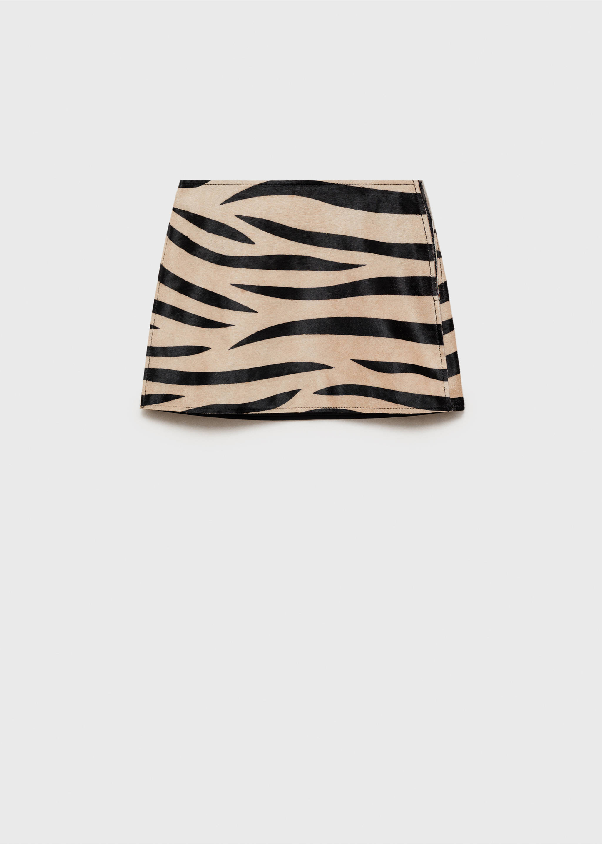 Zebra-print fur skirt - Article without model, Black. Ref: 87090454-00.