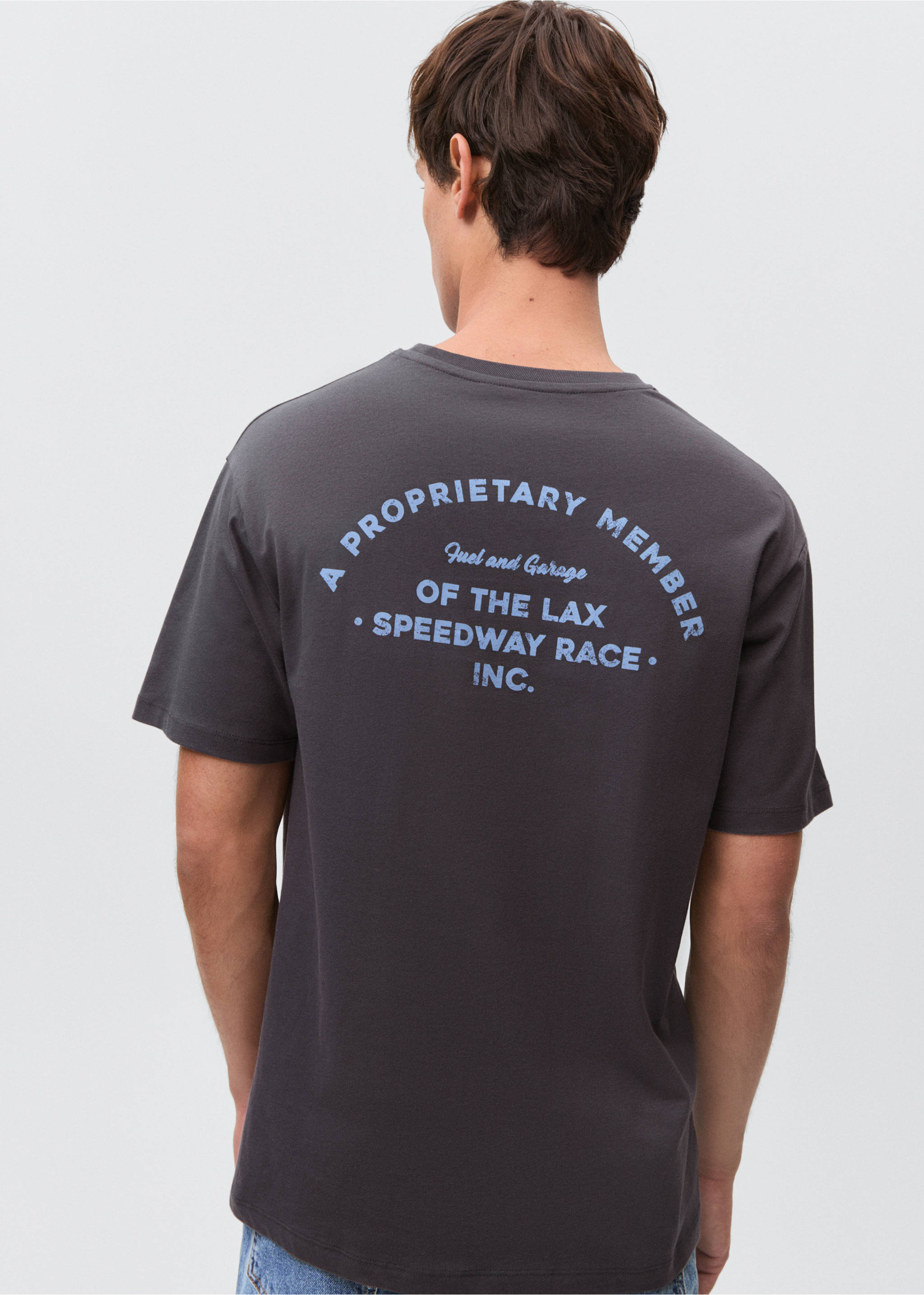 T-shirt en coton imprimé - Verso de l’article, Gris anthracite. Ref: 87090456-00.