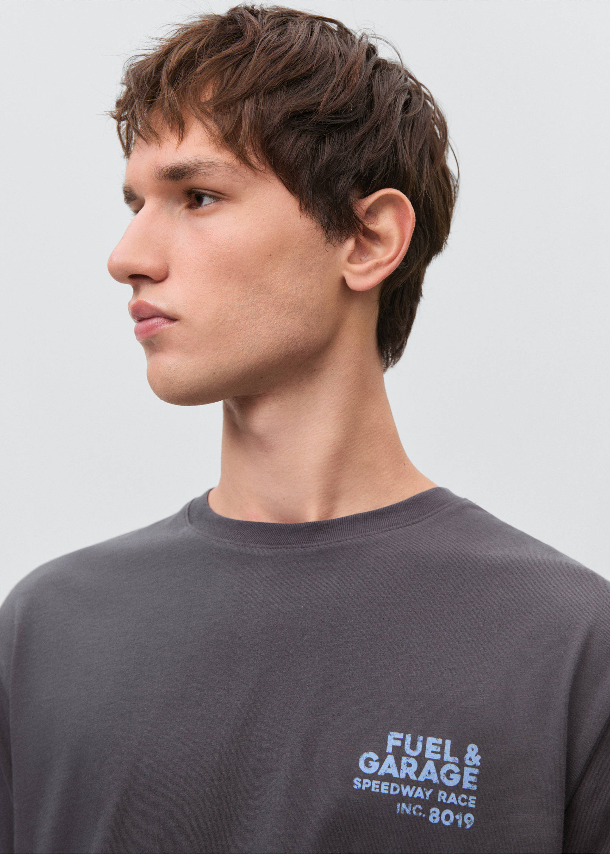 T-shirt en coton imprimé - Détail de l'article 1, Gris anthracite. Ref: 87090456-00.