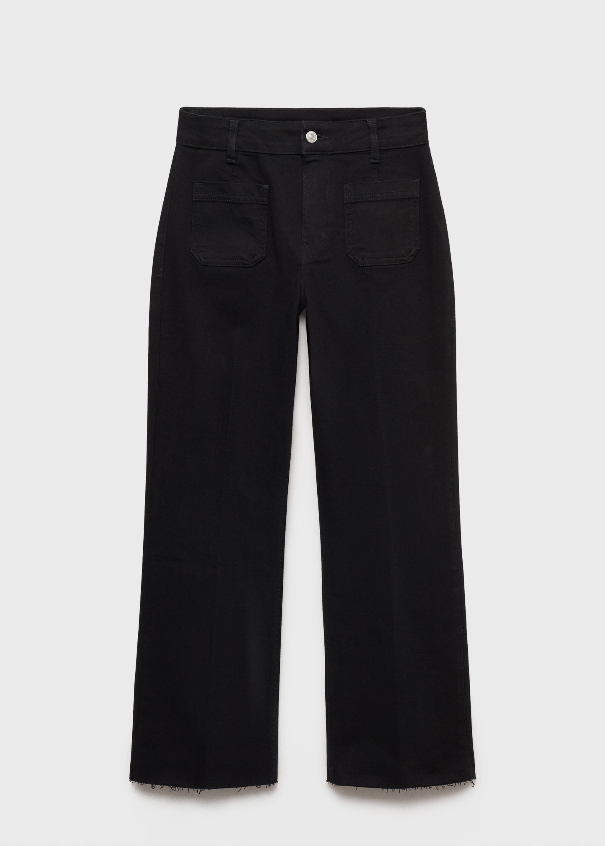 Flared cropped jeans with pockets - Article without model, Black denim. Ref: 87090457-00.