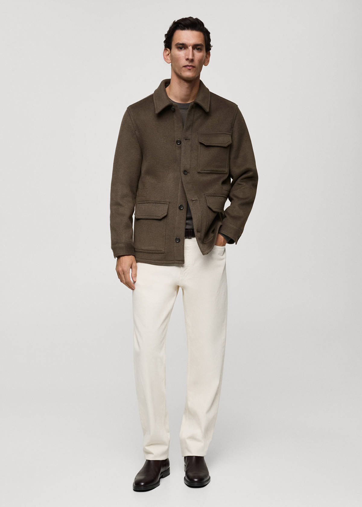 Wool-blend flannel overshirt