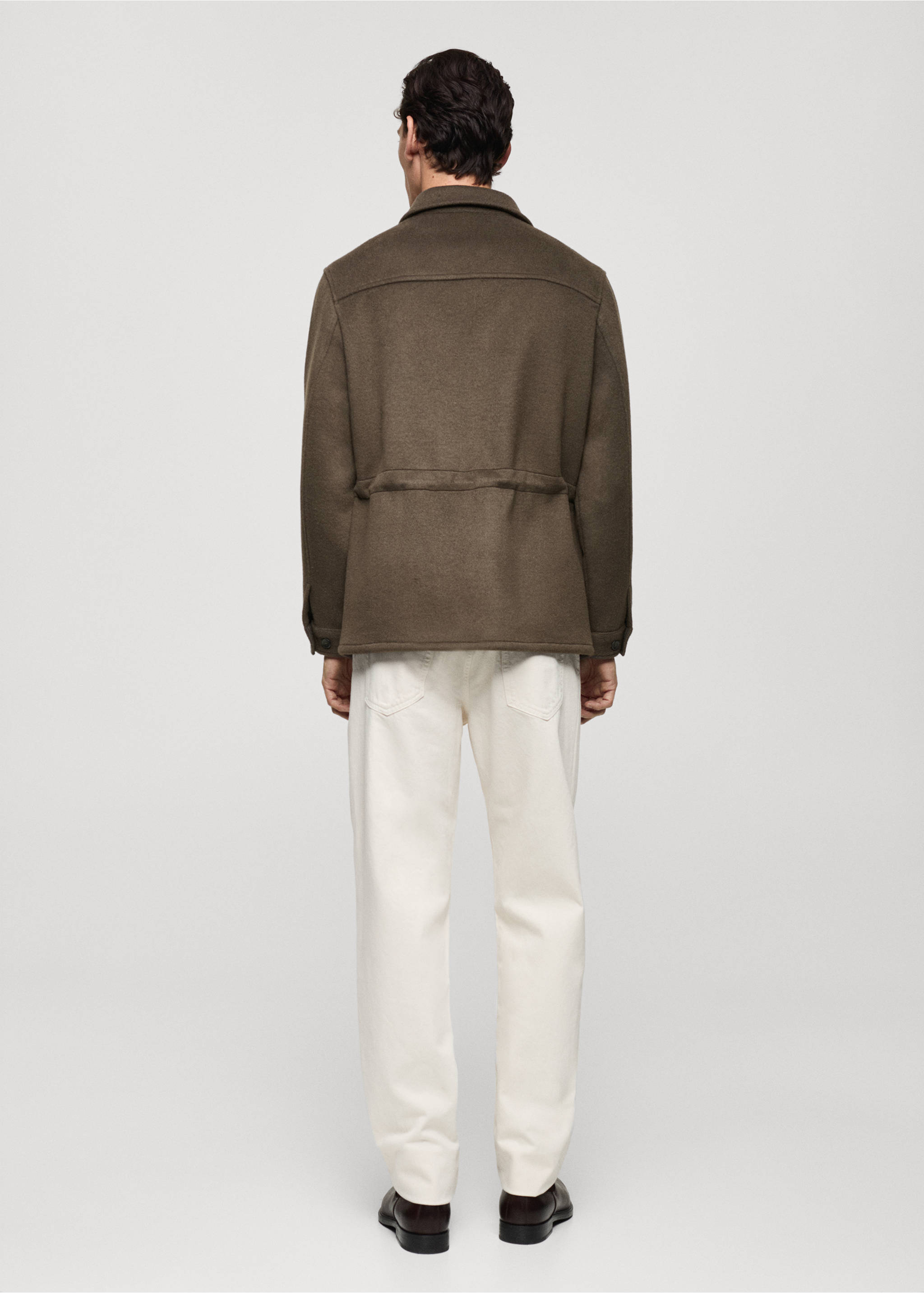 Flanell-Overshirt aus Wollgemisch - Rückseite des Artikels, Khaki. Ref: 87090573-00.