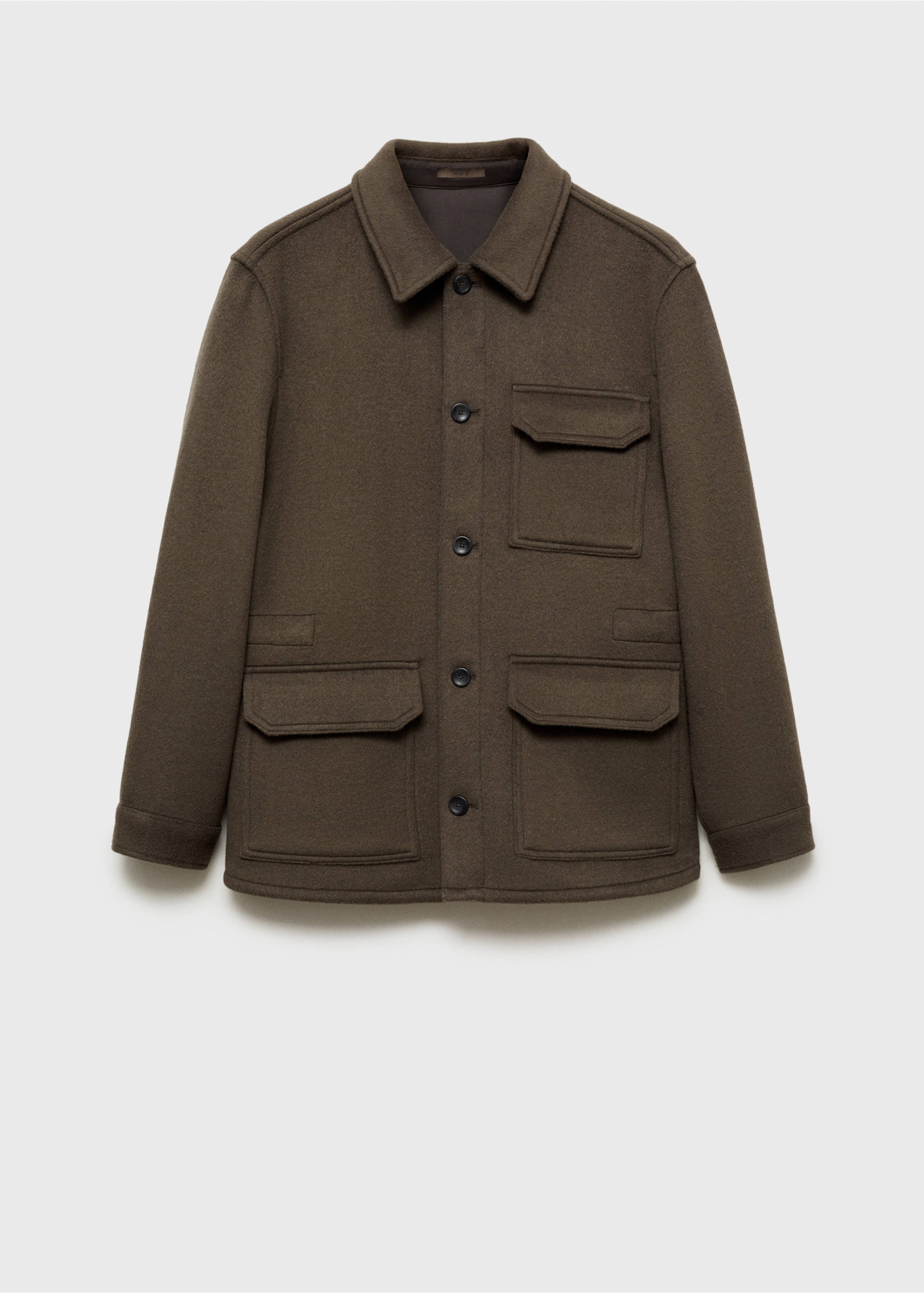 Flanell-Overshirt aus Wollgemisch - Artikel ohne Model, Khaki. Ref: 87090573-00.