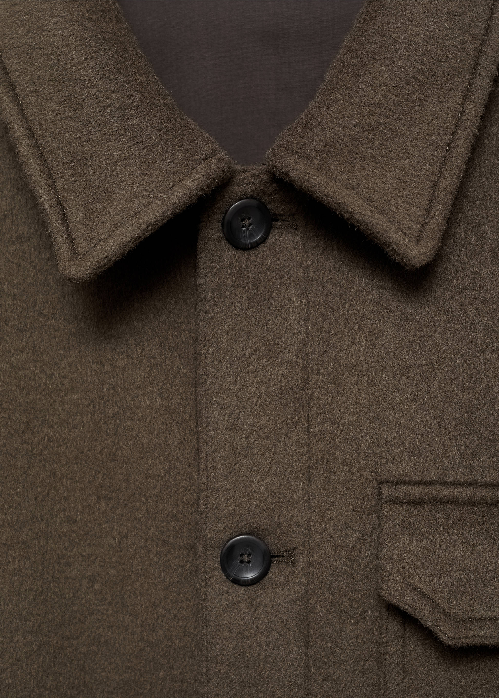 Flanell-Overshirt aus Wollgemisch - Detail des Artikels 8, Khaki. Ref: 87090573-00.