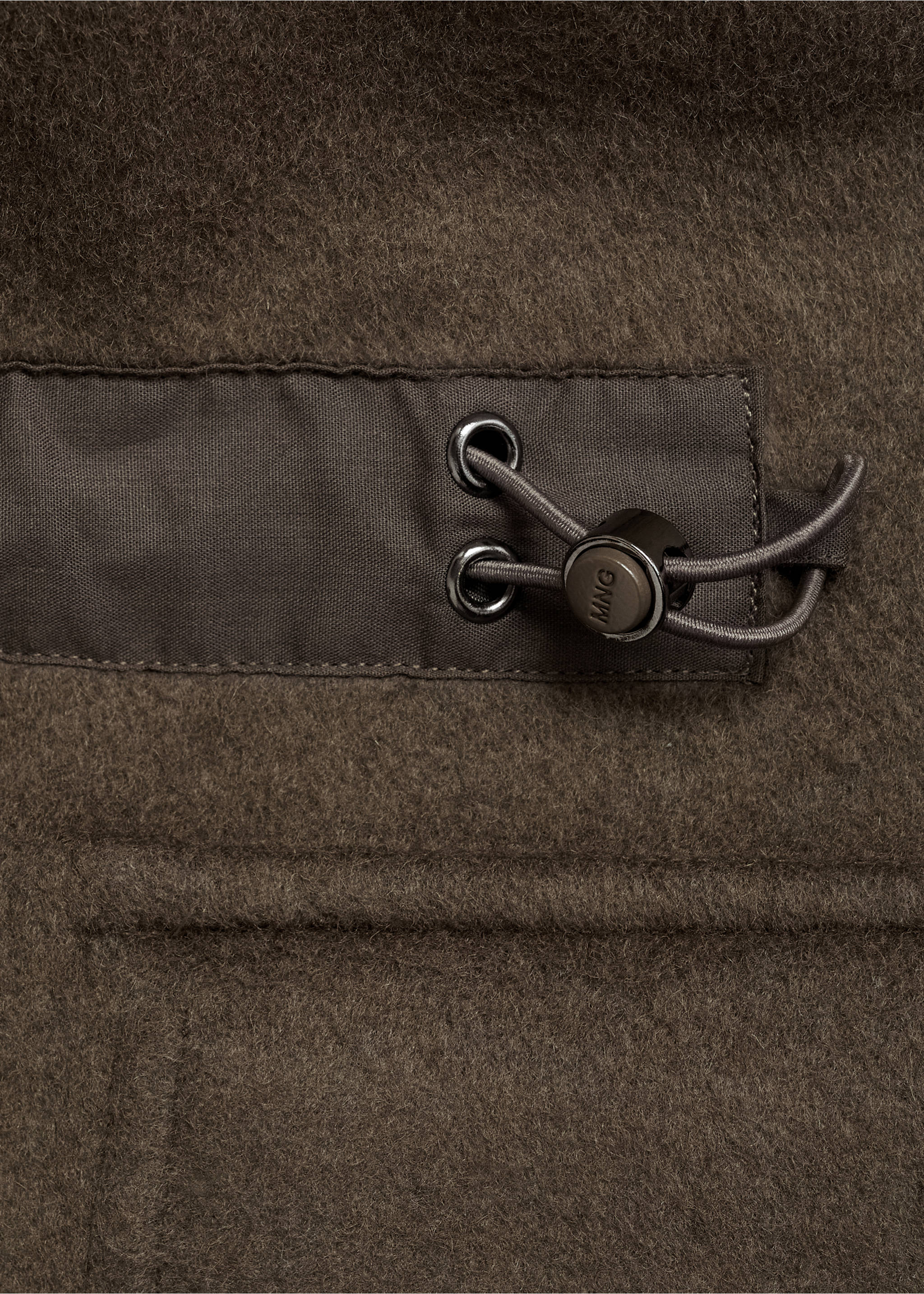 Flanell-Overshirt aus Wollgemisch - Detail des Artikels 0, Khaki. Ref: 87090573-00.