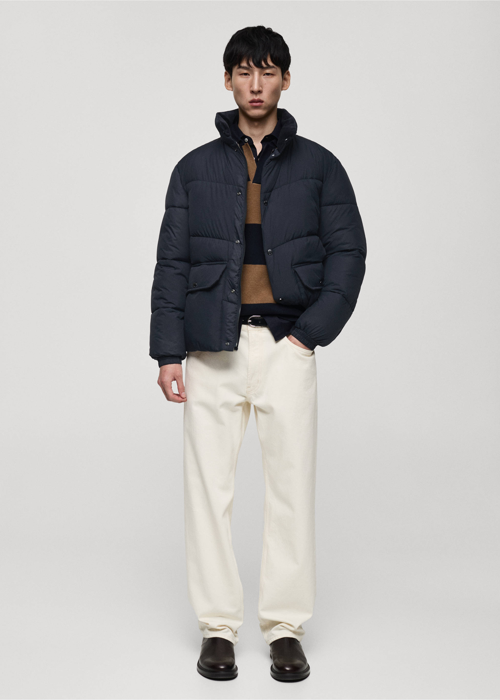 Anorak acolchado water-repellent - Plano general, Azul marino oscuro. Ref: 87090574-00.