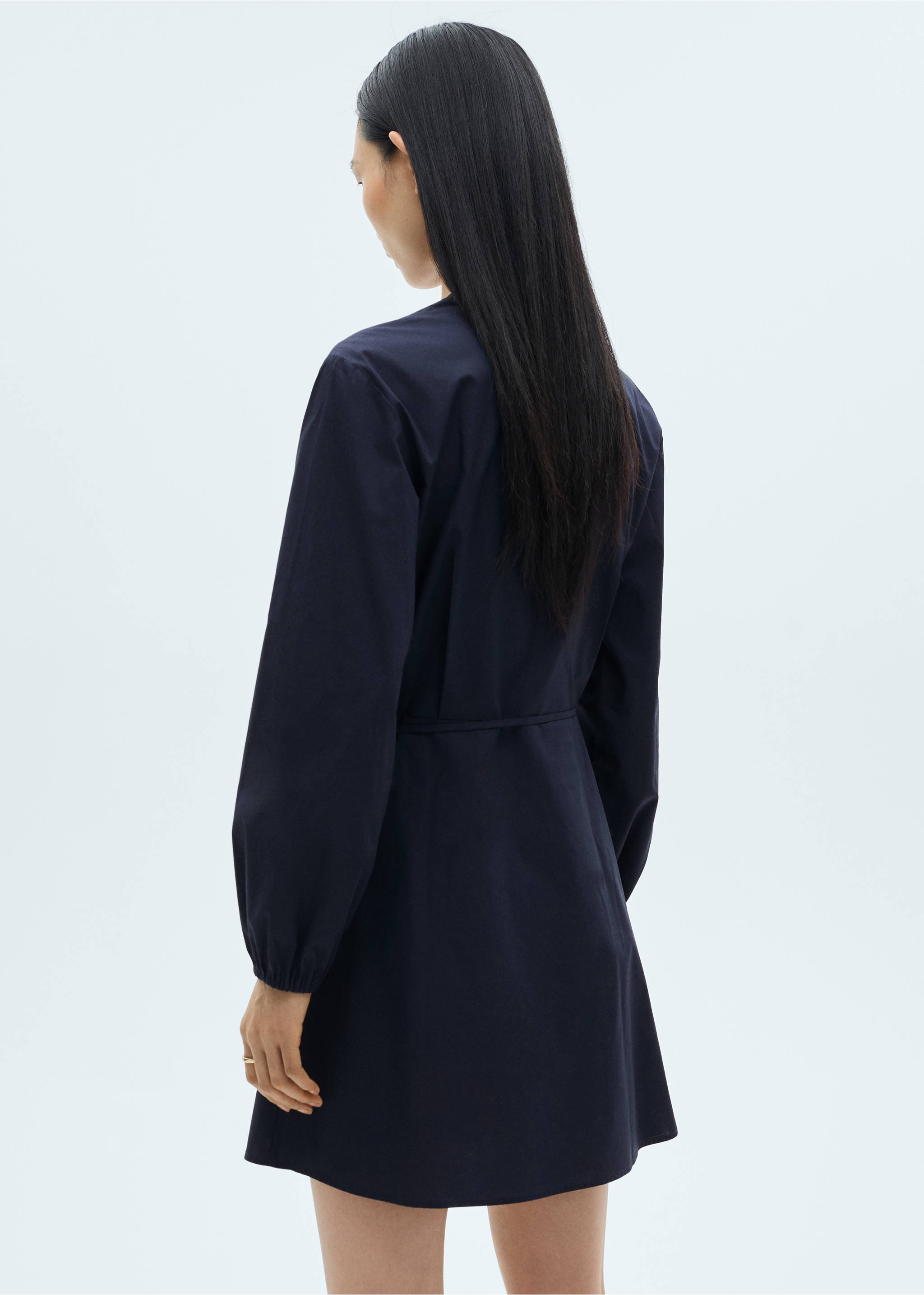 Cotton wrap dress - Reverse of the article, Blue. Ref: 87090579-00.