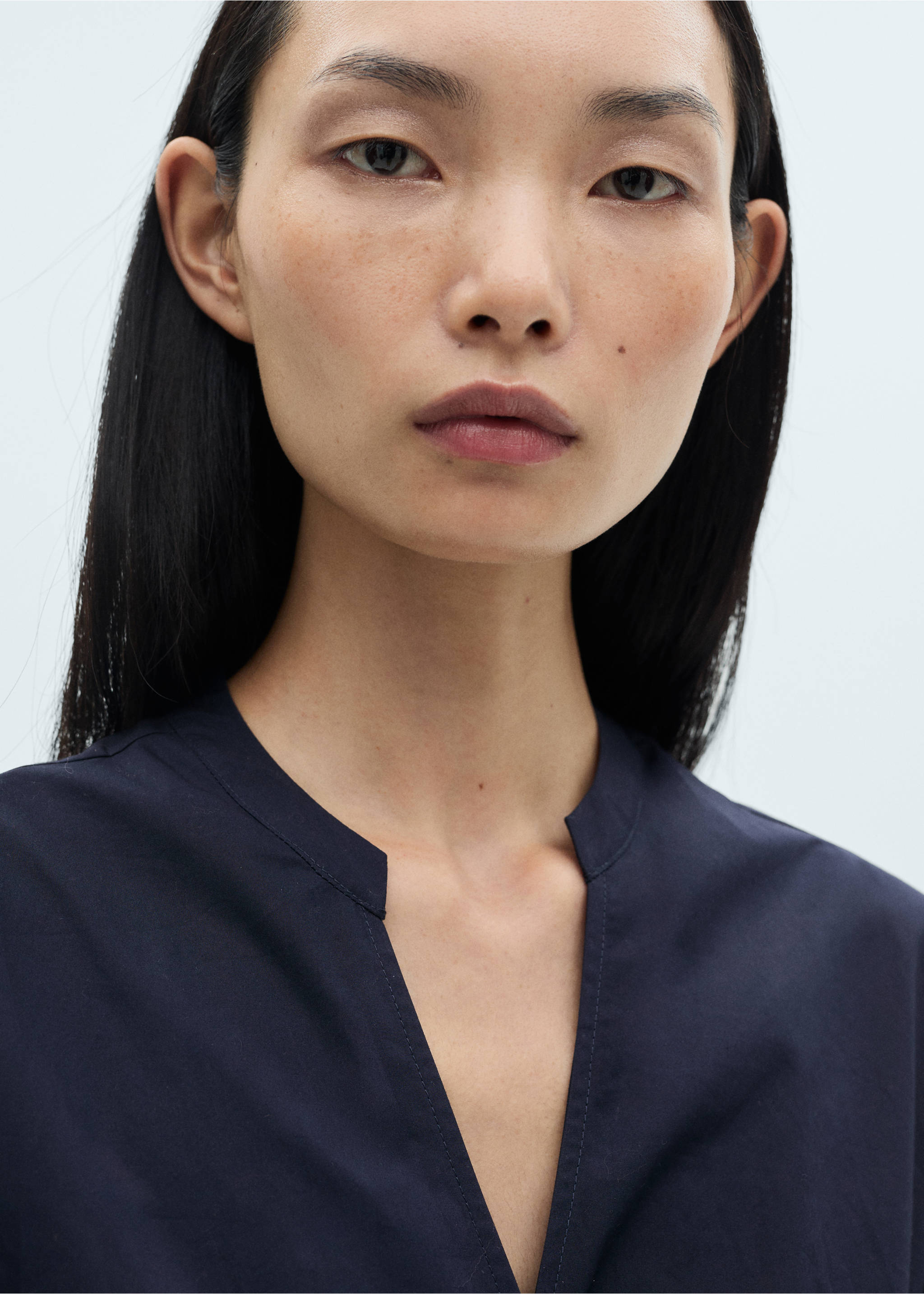 Cotton wrap dress - Details of the article 1, Blue. Ref: 87090579-00.